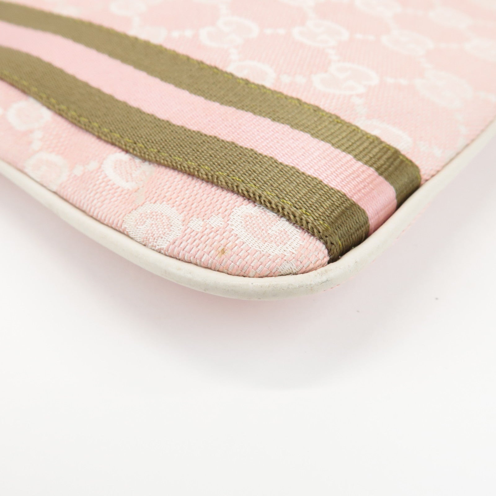 GUCCI Sherry GG Canvas Leather Shoulder Bag Pink 144388