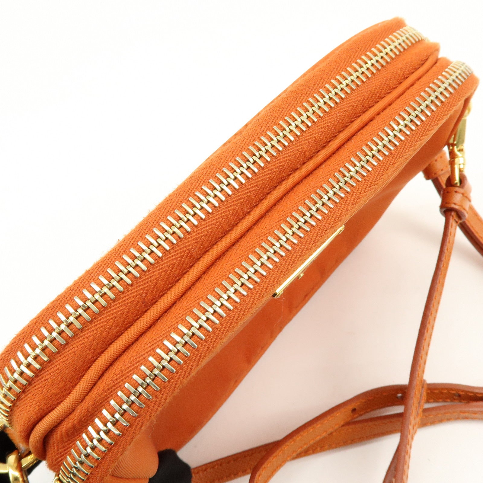 PRADA Triangle Logo Nylon Leather Shoulder Bag Orange 1N1861