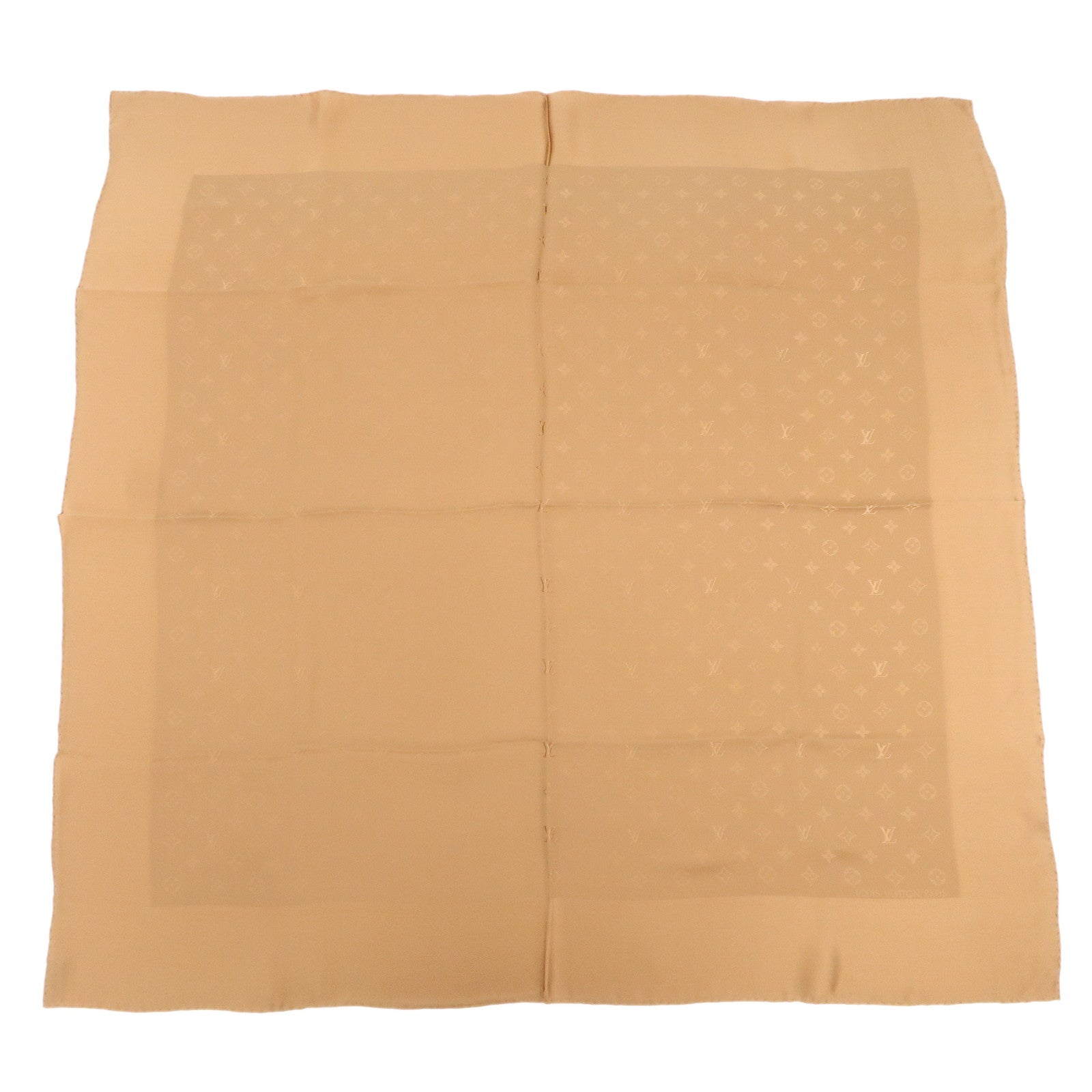Louis Vuitton Monogram Logo Silk 100％ Scarf Caramel