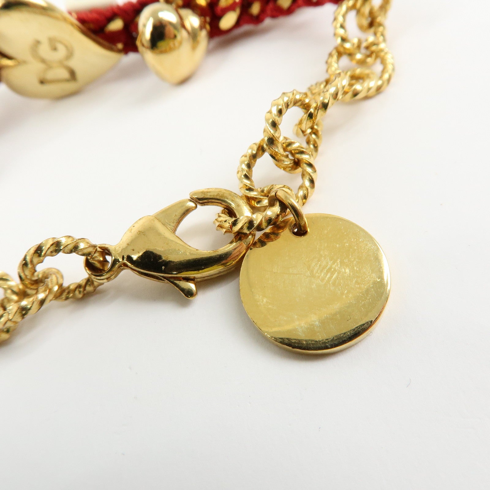 Dolce&Gabbana AMORE Heart Flower Motif Metal Bracelet Red Gold