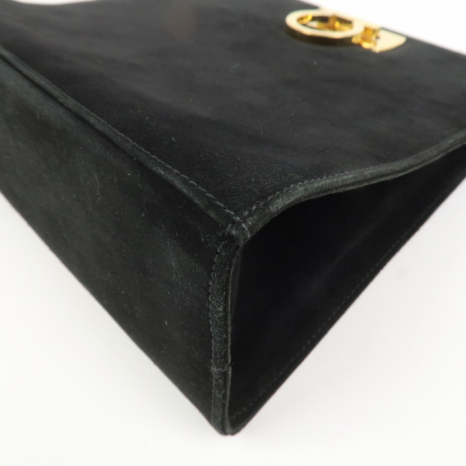 Ferragamo Gancini Suede Chain Shoulder Bag Crossbody Bag Black