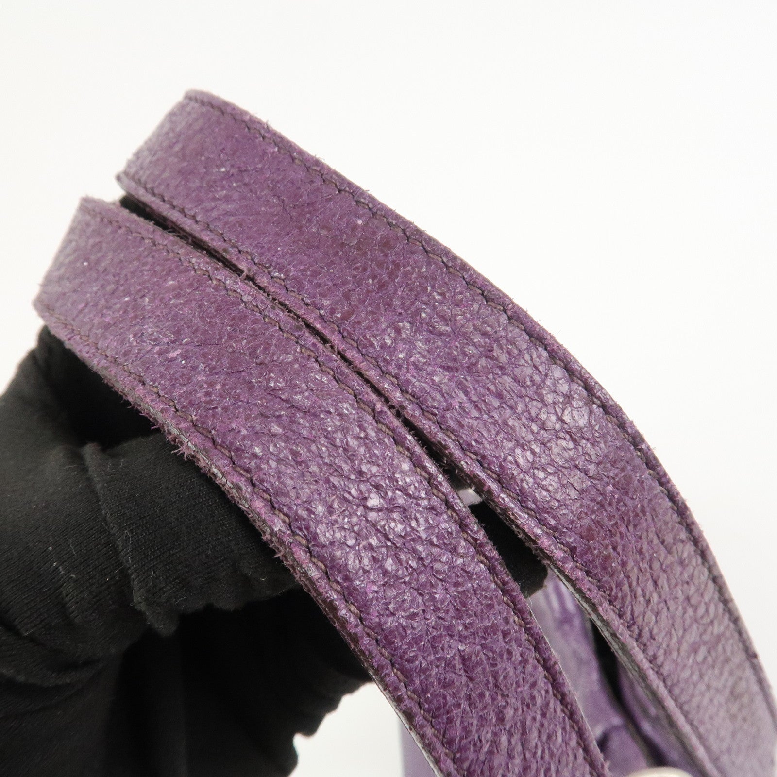 PRADA Leather Tote Bag Shoulder Bag Purple Silver