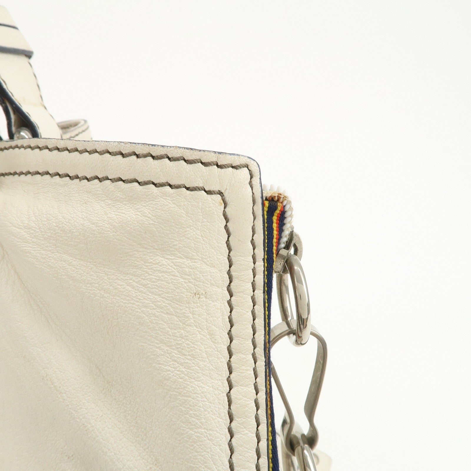 Chloe Patsy Studs Logo Leather Tote Bag Shoulder Bag Ivory