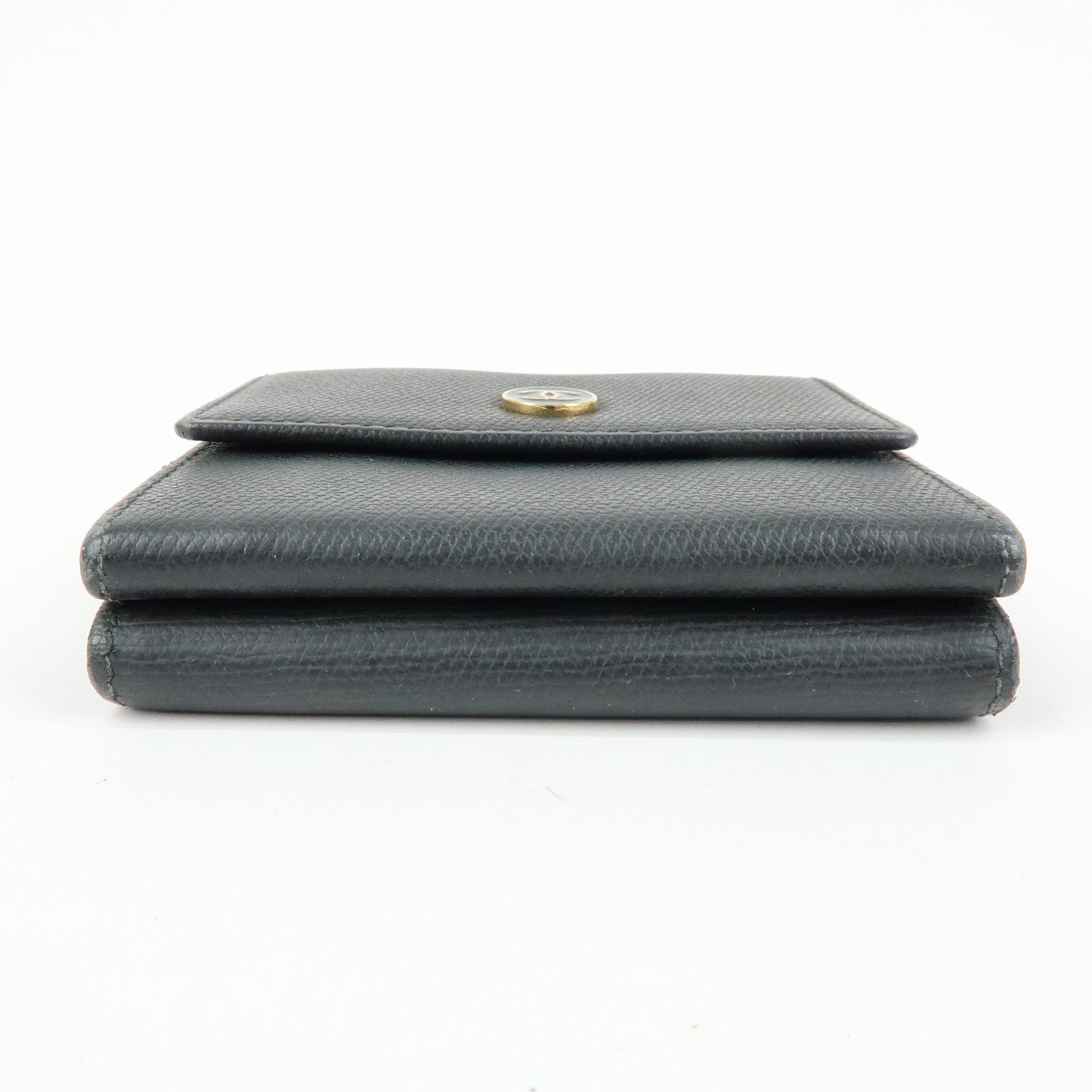 CHANEL COCO Button Calf Leather Compact Wallet Black