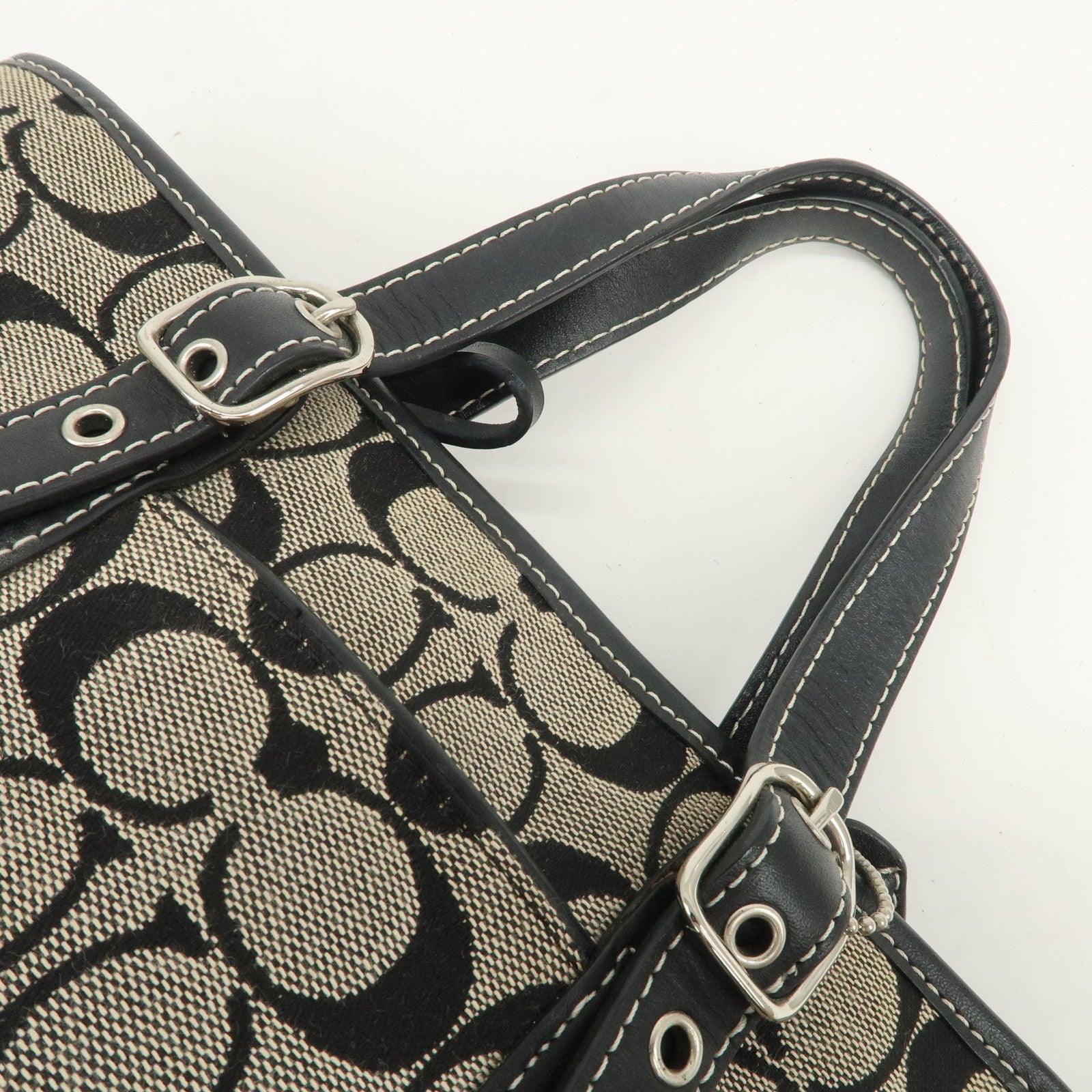 COACH Signature Canvas Leather Set of 2 Hand Bag Shoulder Bag Black