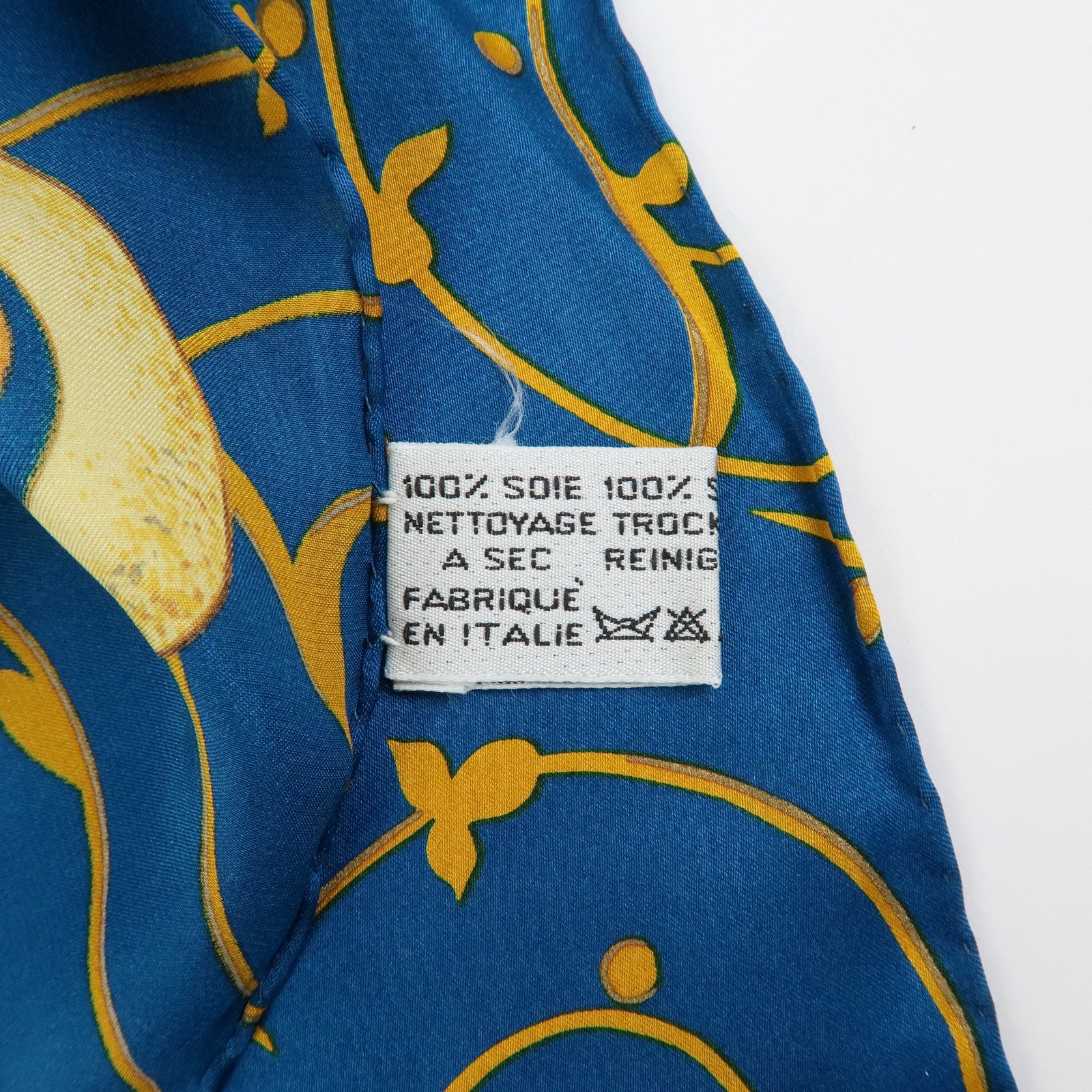 CHANEL Silk 100% Scarf Flower Print Sunflower Blue Gold