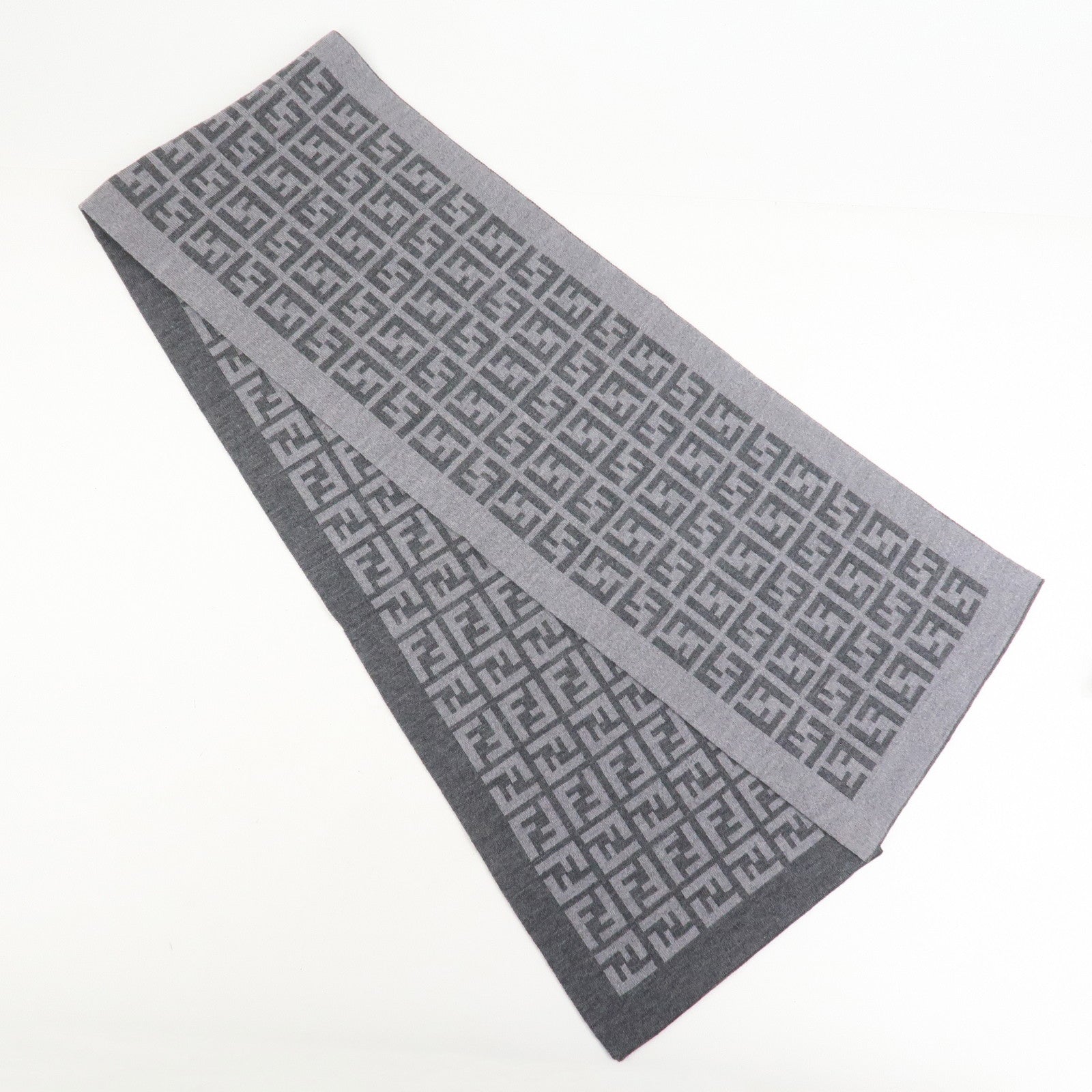 FENDI Zucca Wool 100% Scarf Stole 170×27 Gray