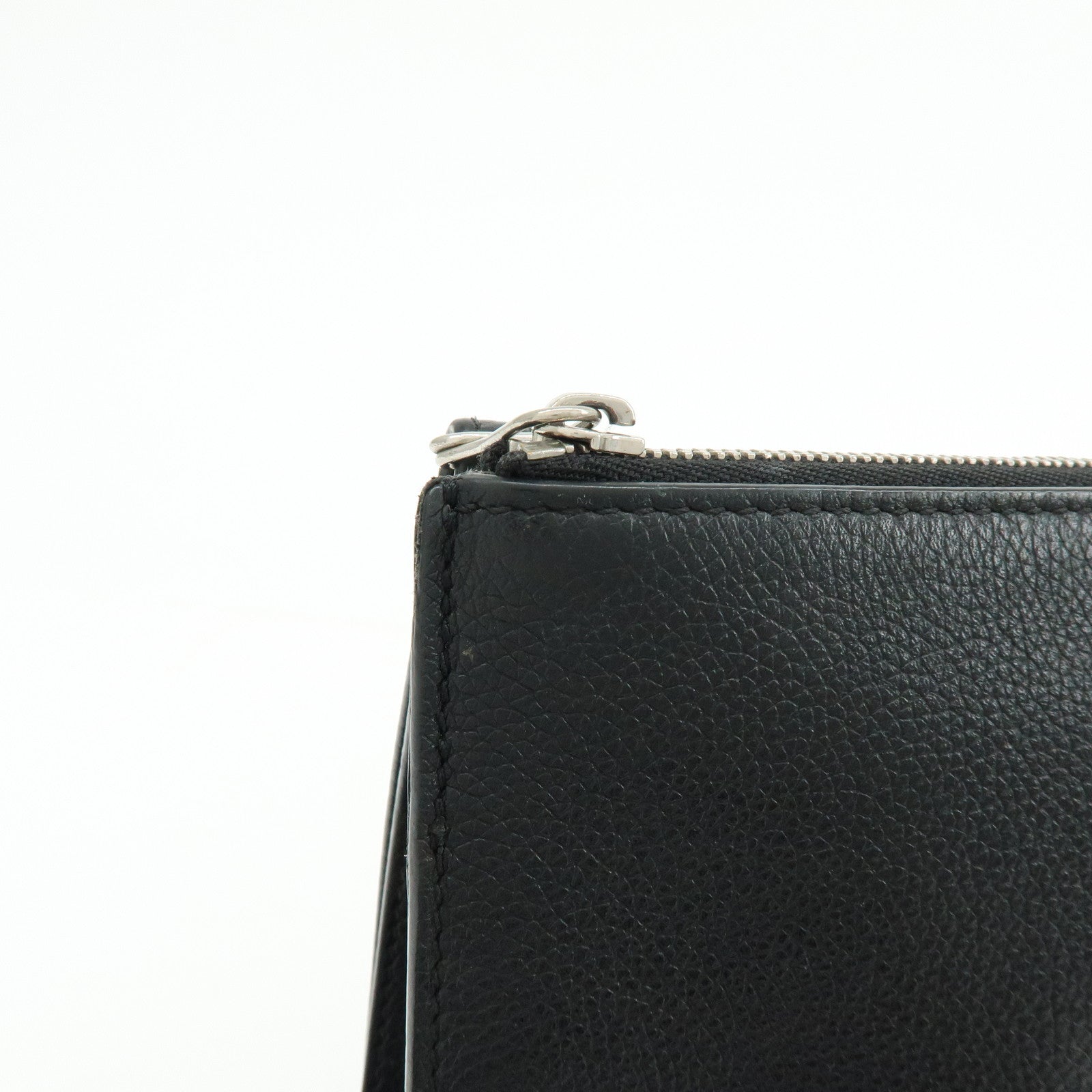 BALENCIAGA Leather Clutch Bag Flat Bag Black