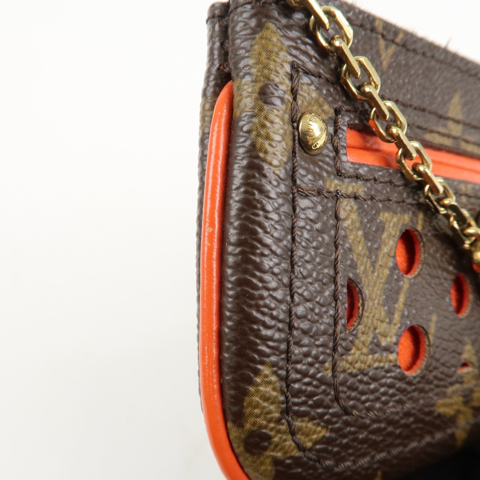 Louis Vuitton Monogram Canvas Perfo Pochette Cles Orange M95222 Used