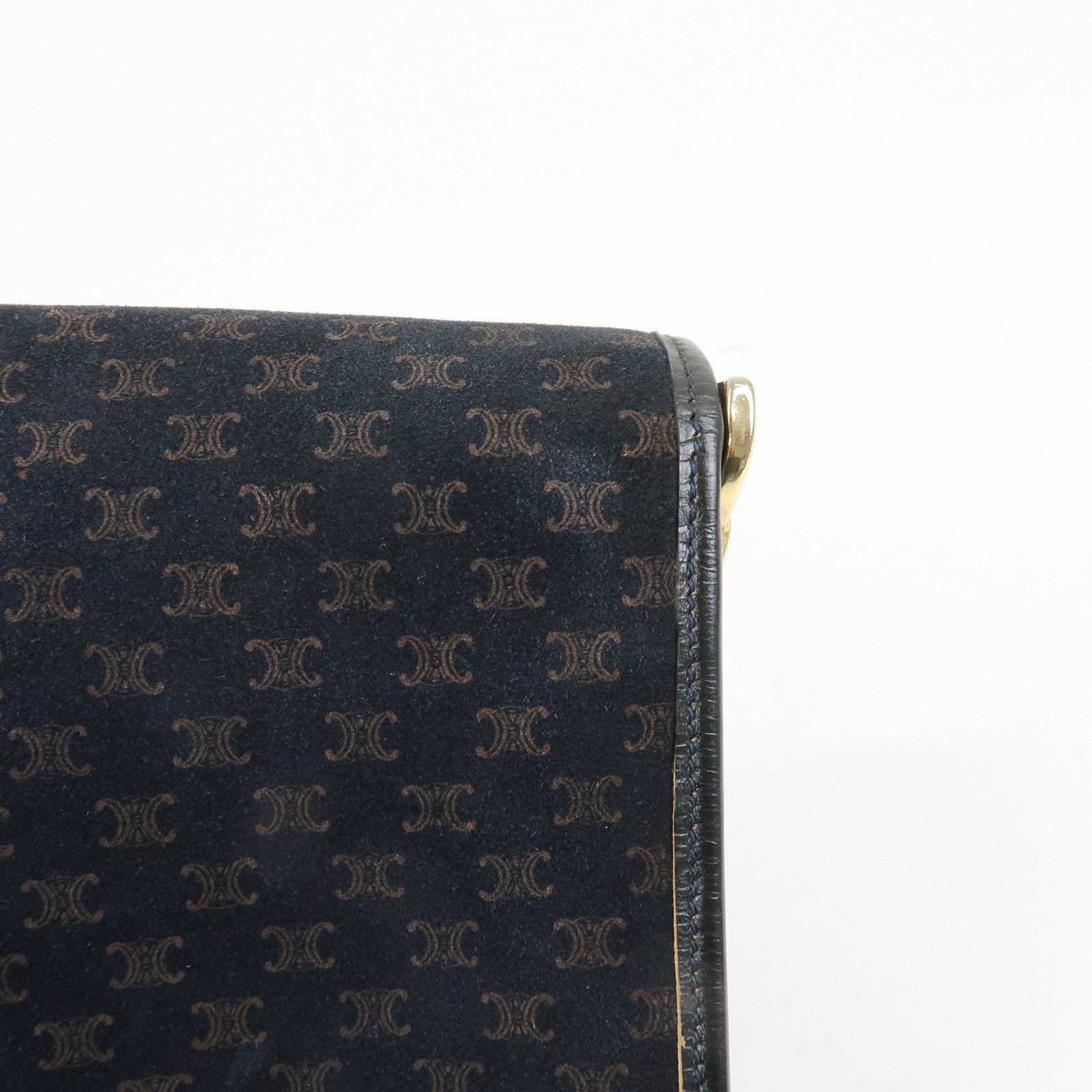 CELINE Macadam Suede Leather Shoulder Hand Bag Bag Navy