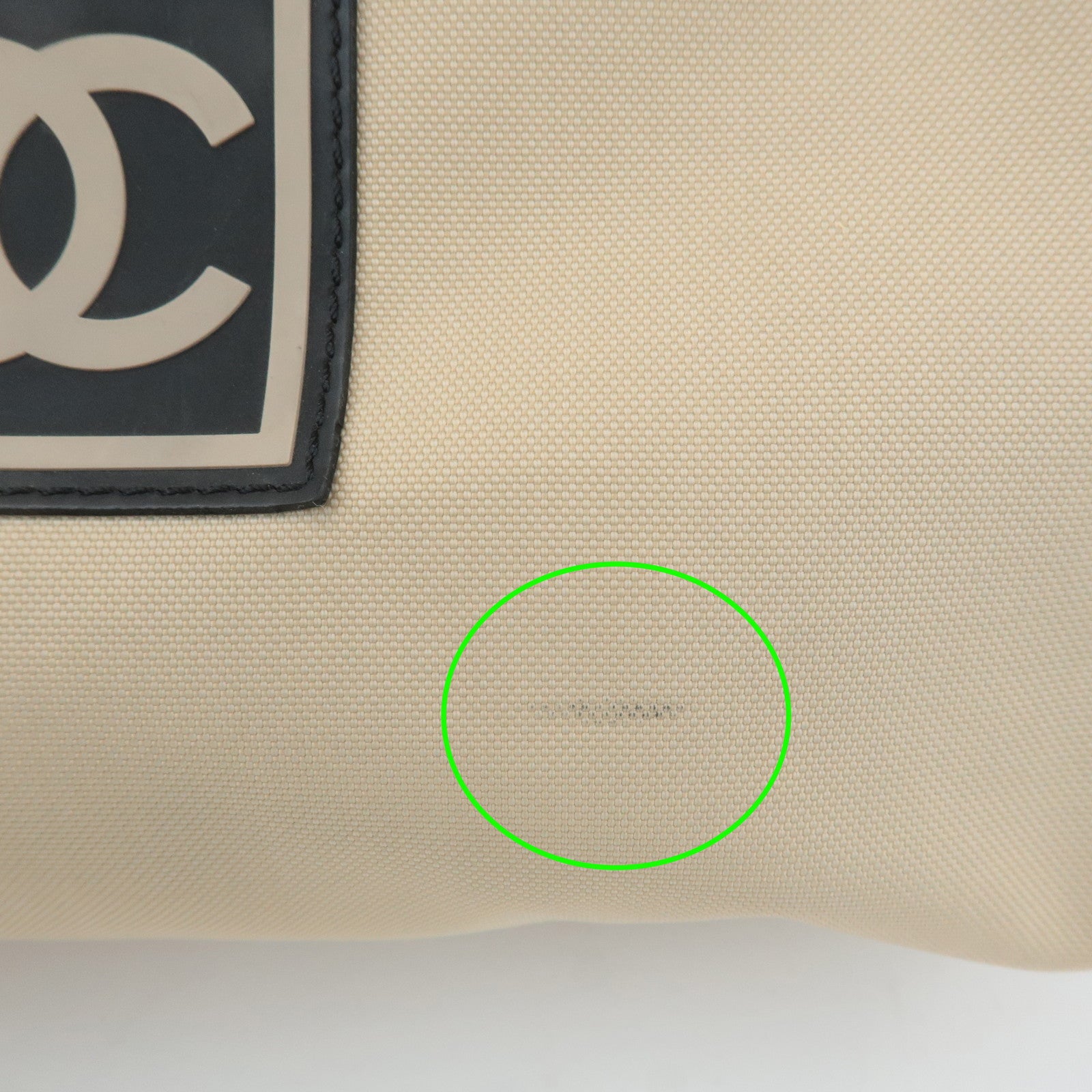 CHANEL Sports Line Nylon Leather Pouch Beige Black