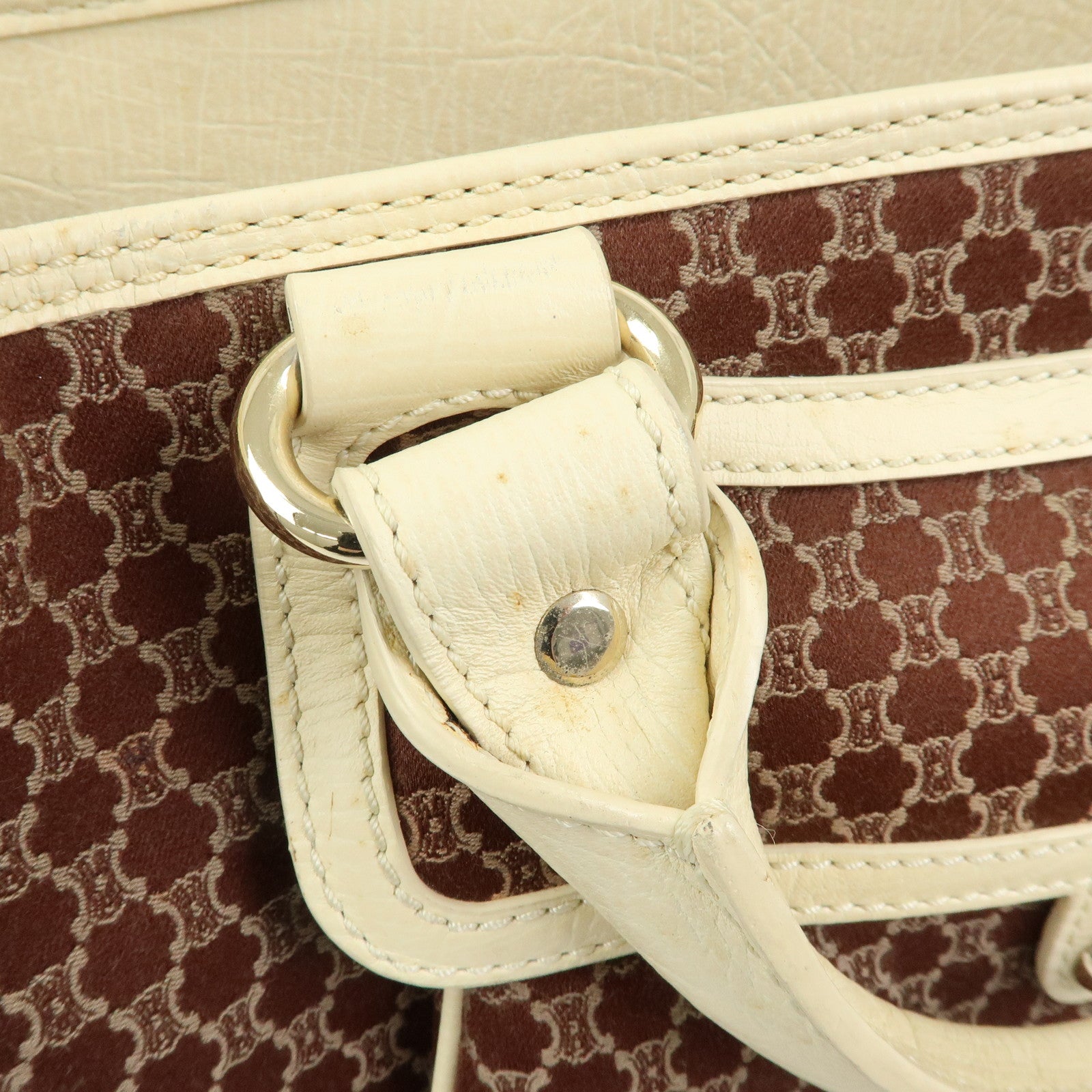 CELINE Macadam Boogie Bag Canvas Leather Hand Bag Tote Bag Brown