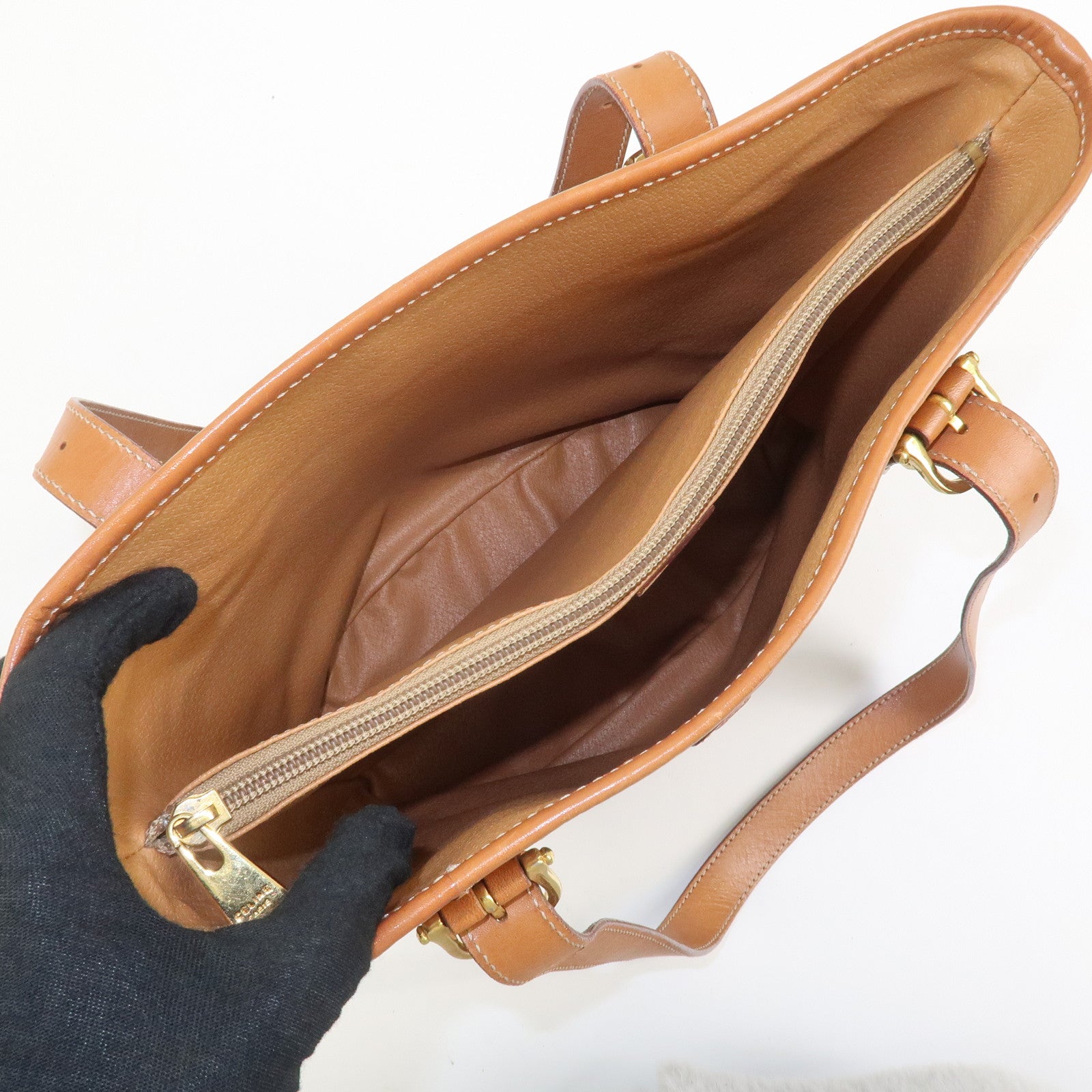 CELINE Macadam PVC Leather Tote Bag Shoulder Bag Hand Bag Brown