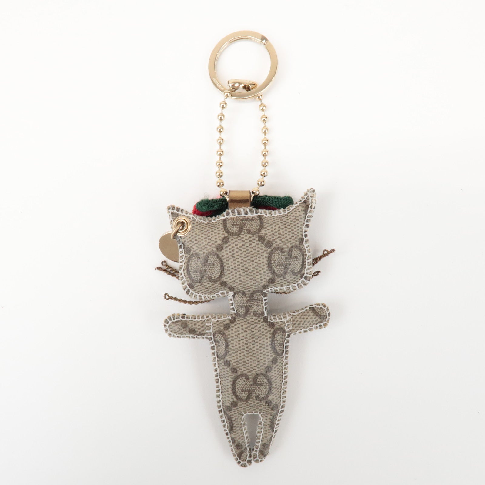 GUCCI Sherry GG Plus Gucciori Christina Bag Charm Key Holder Beige