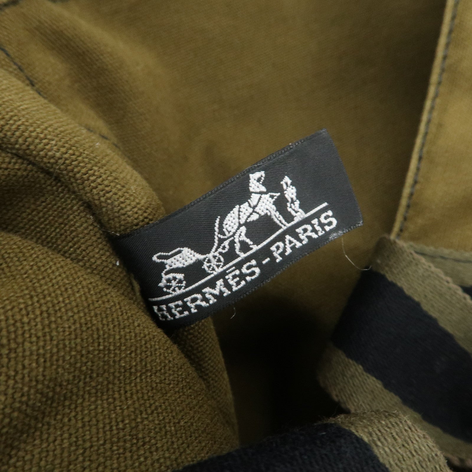 HERMES Fourre Tout MM Canvas Tote Bag Hand Bag Black Khaki