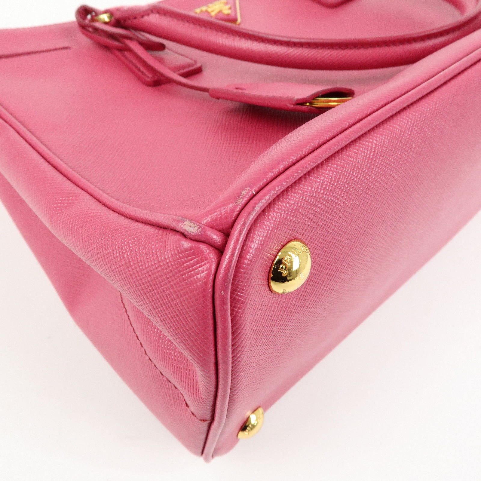 PRADA Triangle Logo Saffiano Leather 2Way Hand Bag Pink BN1801