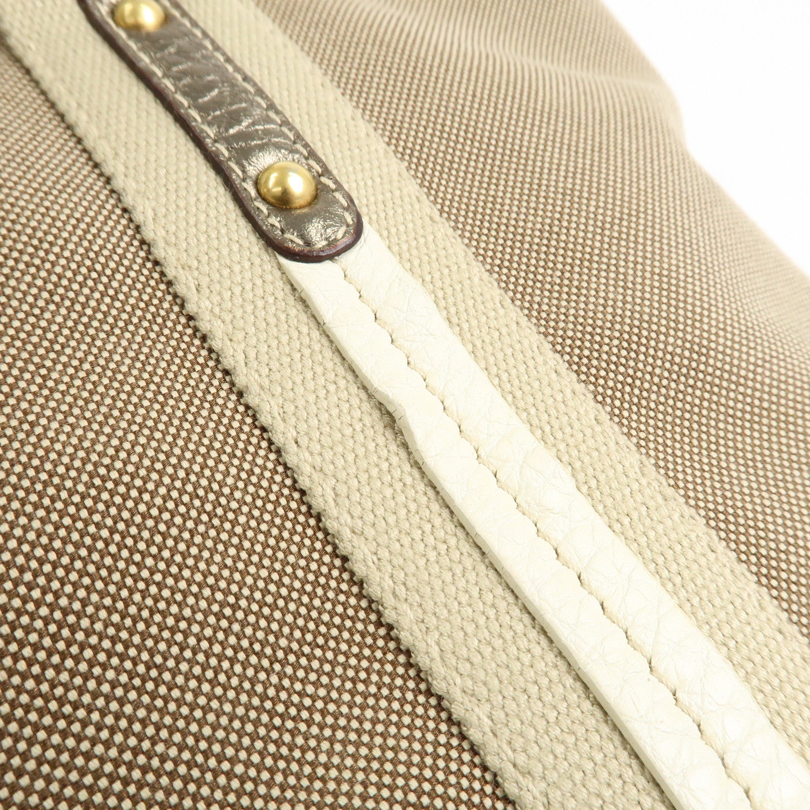 PRADA Nylon Jacquard 2Way Tote Shoulder Bag Beige BN1452 Used
