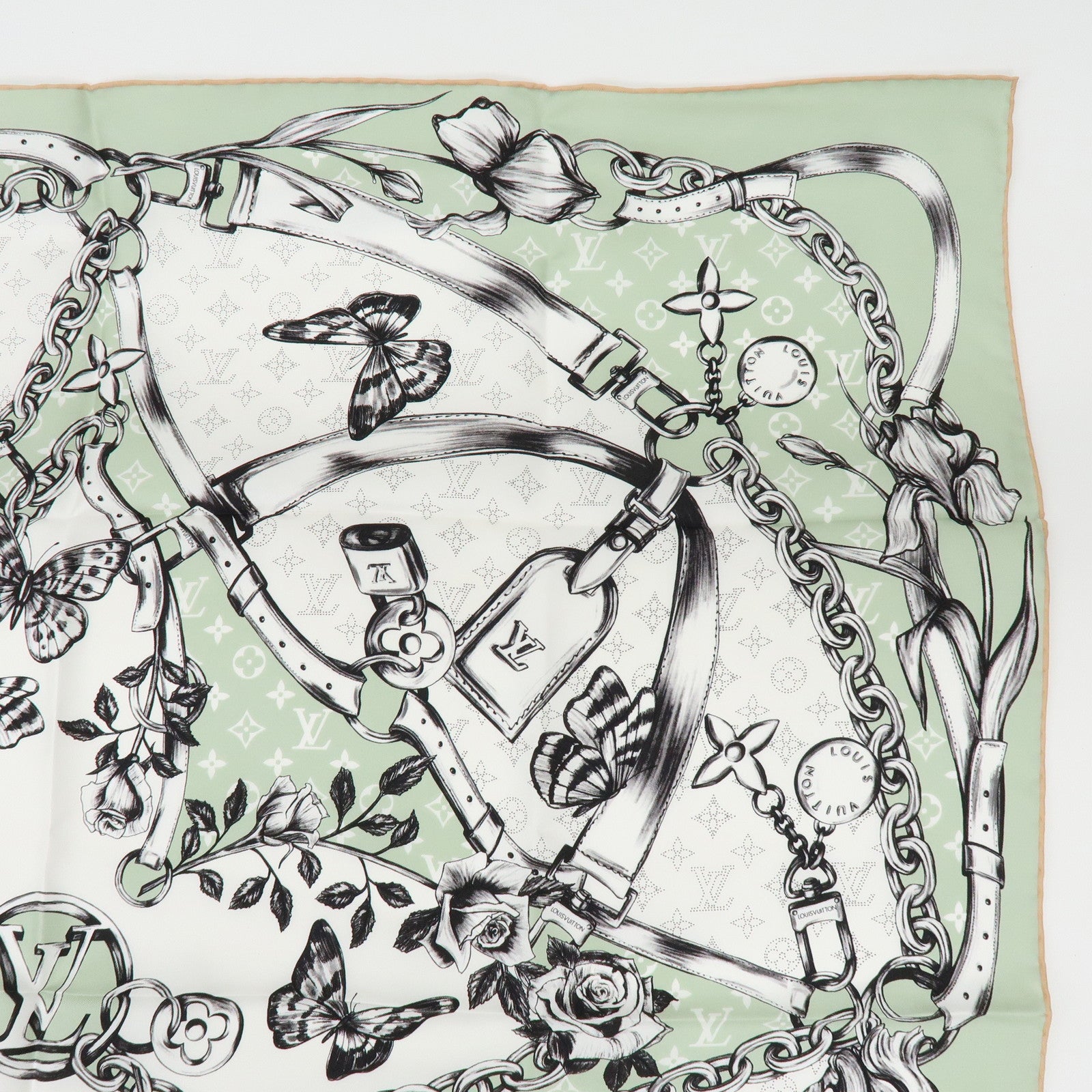 Louis Vuitton Blooming Monogram Carre 90 Silk 100% Scarf M96872