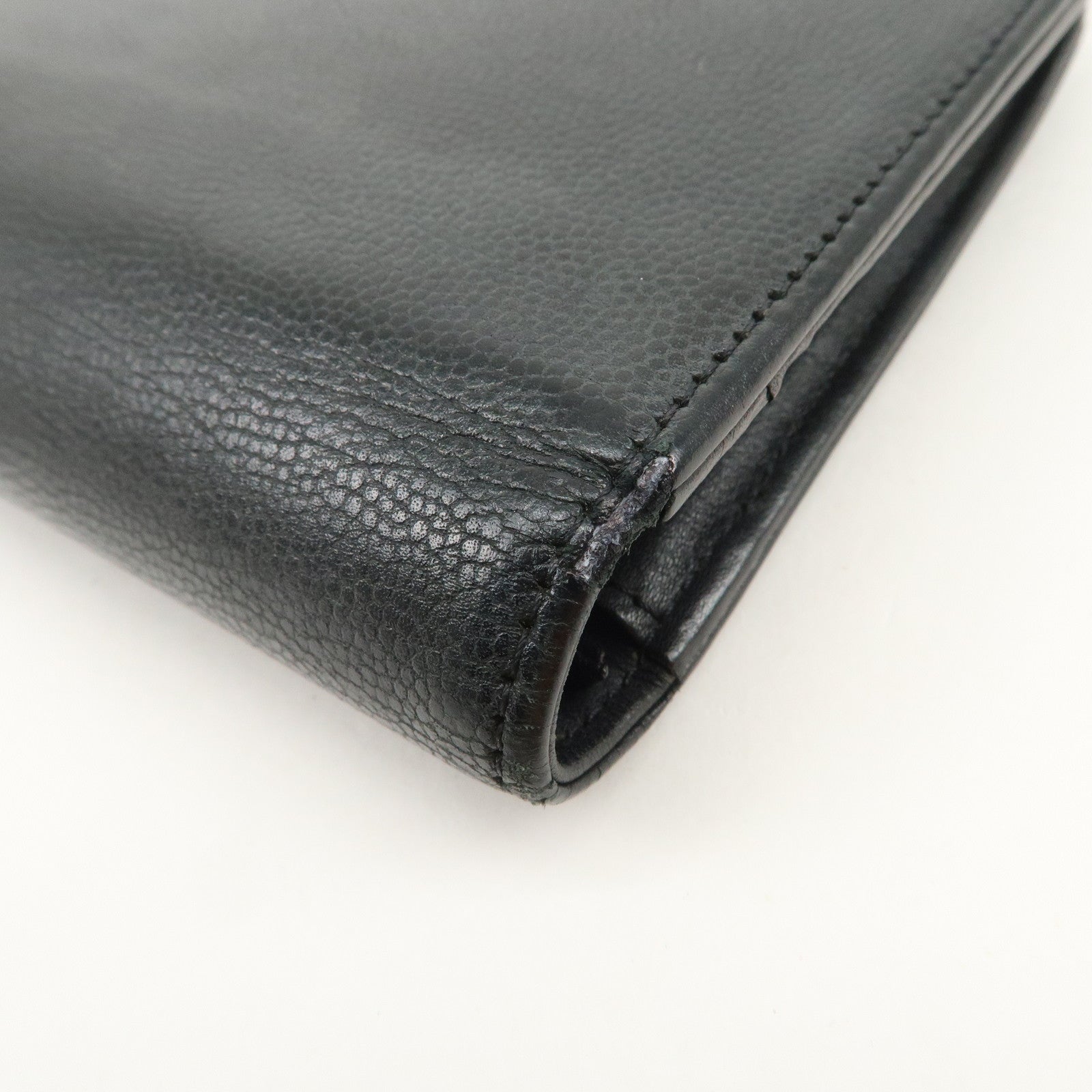 CHANEL Seburga COCO Mark Caviarskin Bi-fold Long Wallet Black