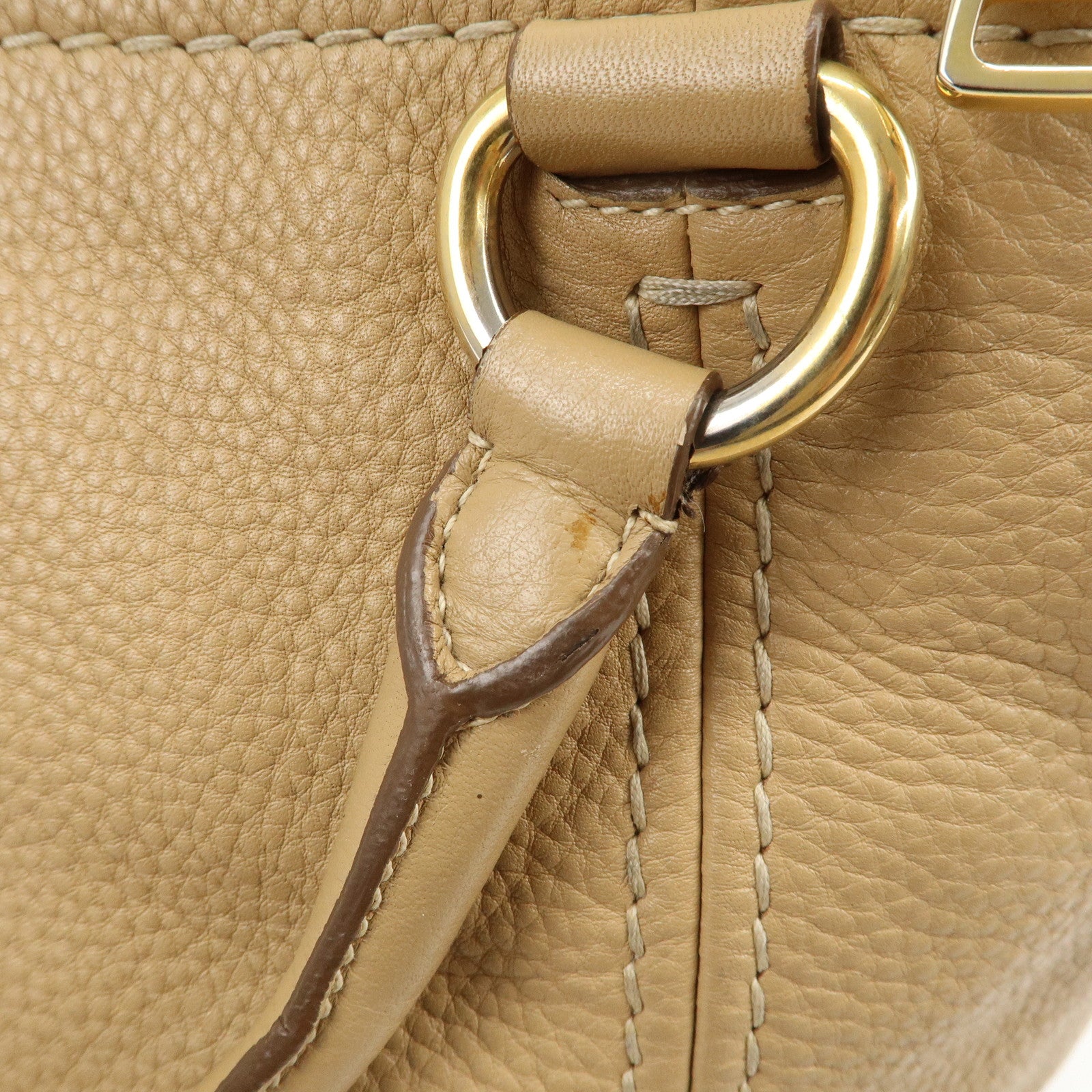 PRADA Logo Leather 2Way Bag Hand Bag Shoulder Bag Camel
