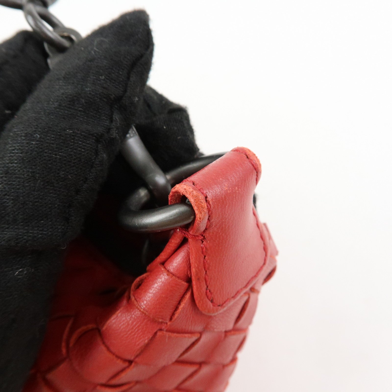 BOTTEGA VENETA Intrecciato Leather Hand Bag Shoulder Bag Red