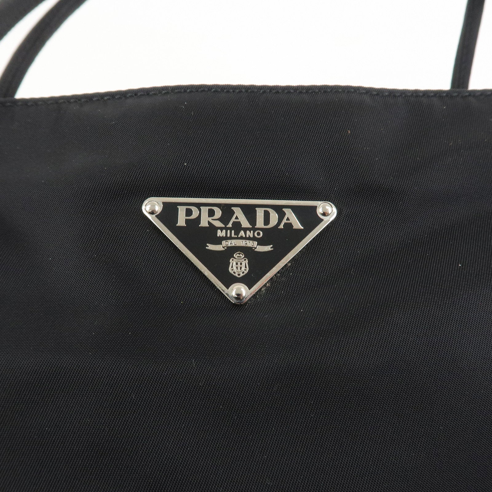 PRADA Triangle Logo Nylon Tote Bag Shoulder Bag Black