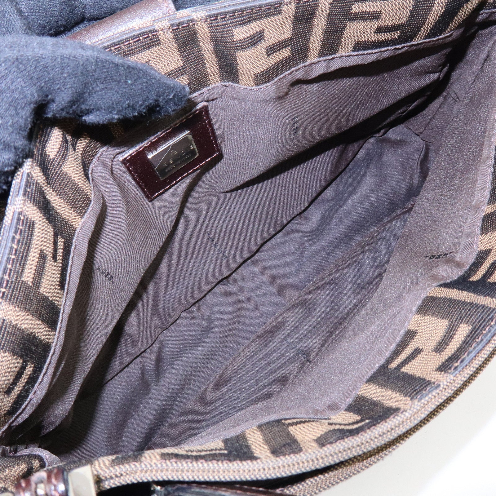 FENDI Zucca Canvas Leather Shoulder Bag Hand Bag Brown 26728