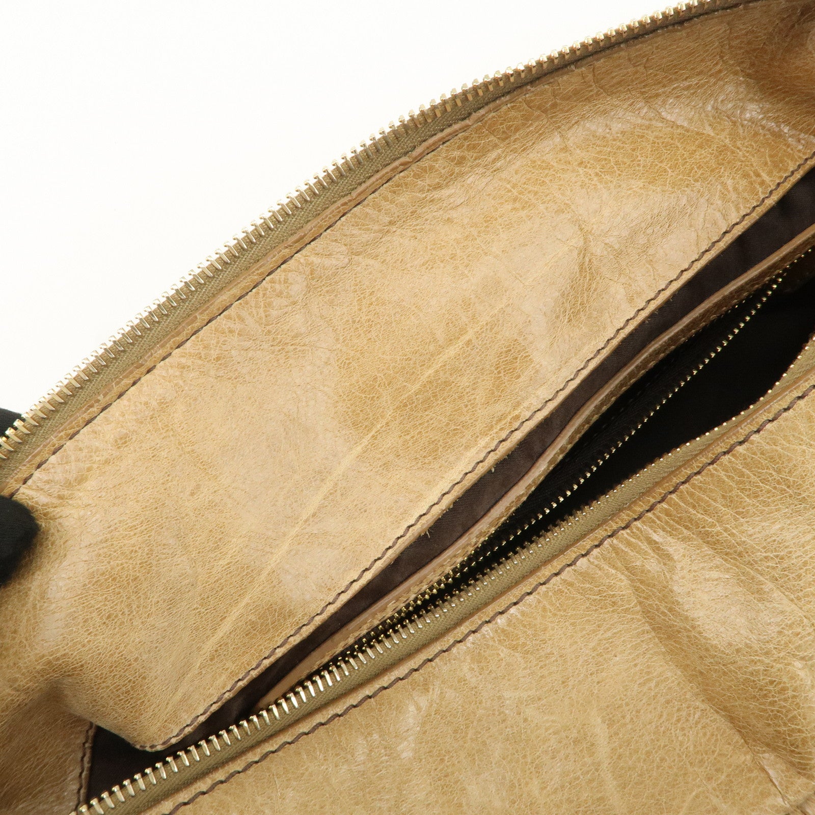 MIU MIU Leather Shoulder Bag Hand Bag Beige Gold Hardware