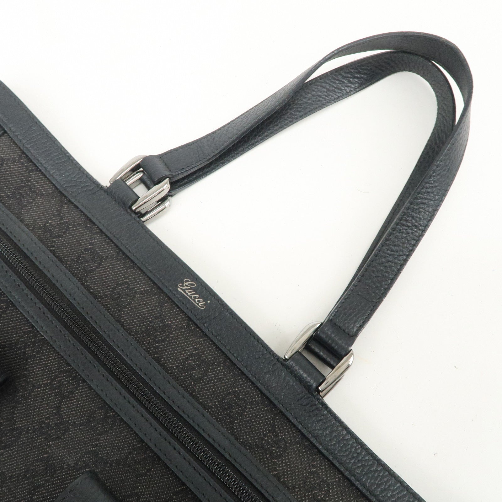 GUCCI Abbey GG Canvas Leather Tote Bag Shoulder Bag Black 268639