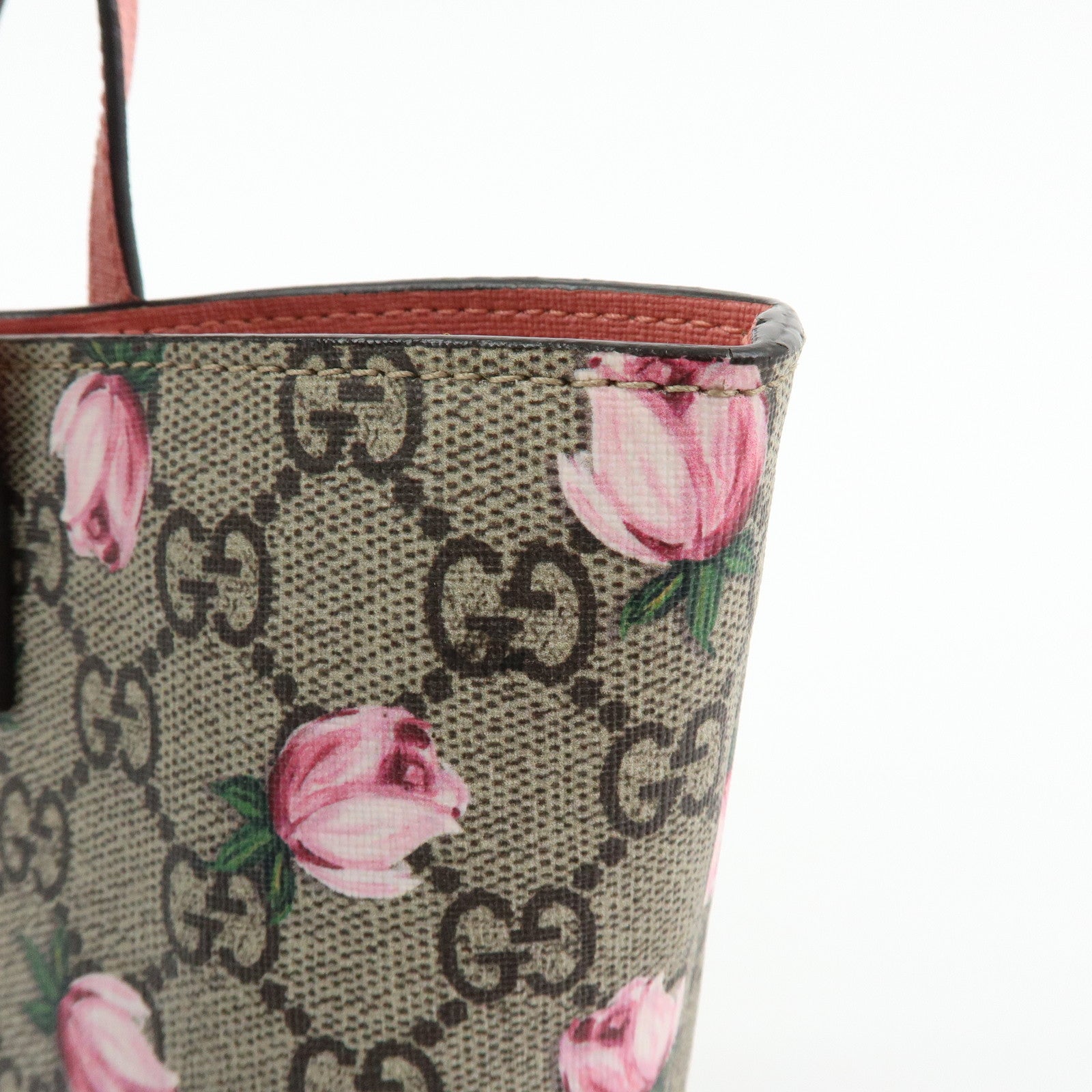 GUCCI Children's GG Supreme Leather Tote Bag Rose Beige Pink 410812