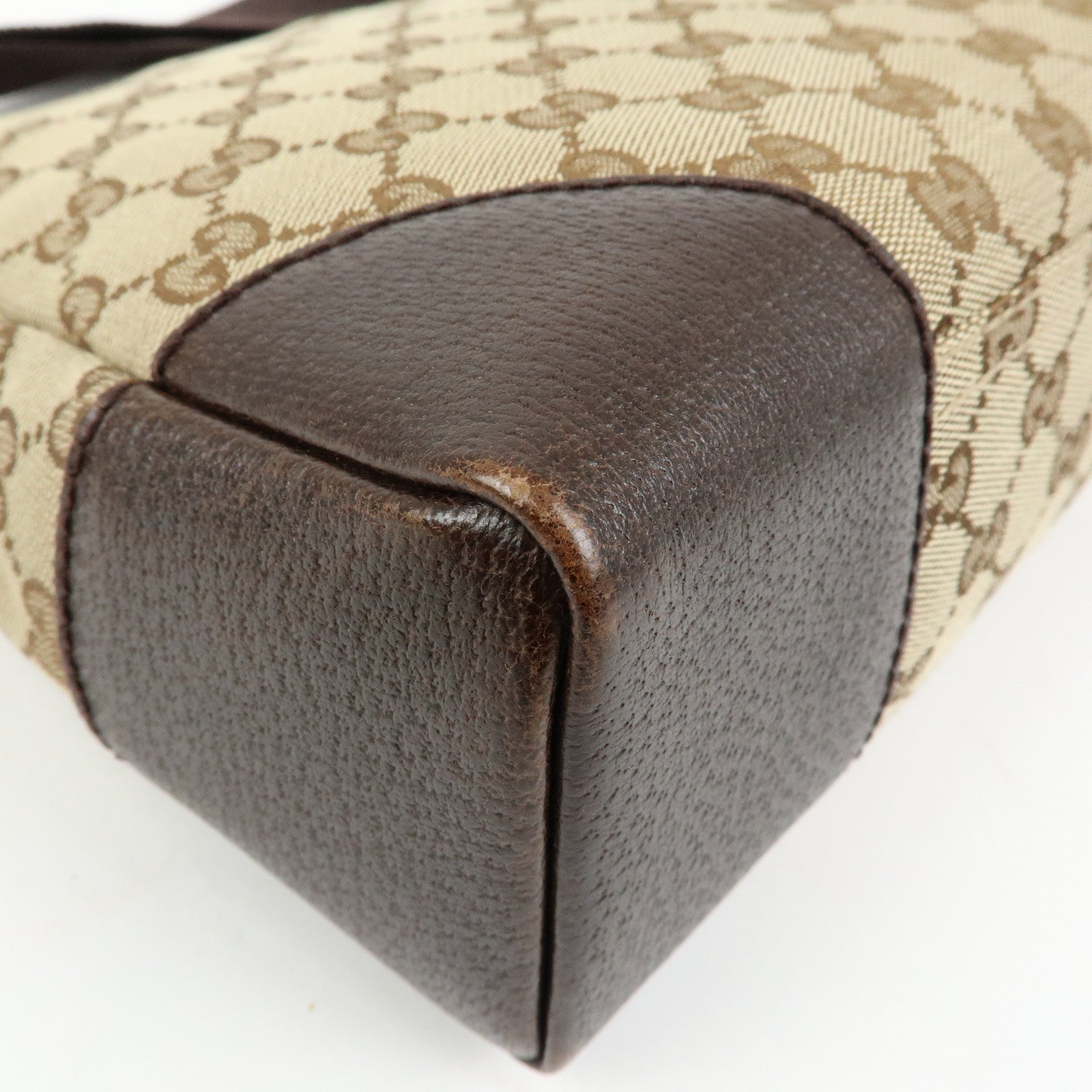 GUCCI GG Canvas Leather Crossbody Shoulder Bag Beige Brown 114273