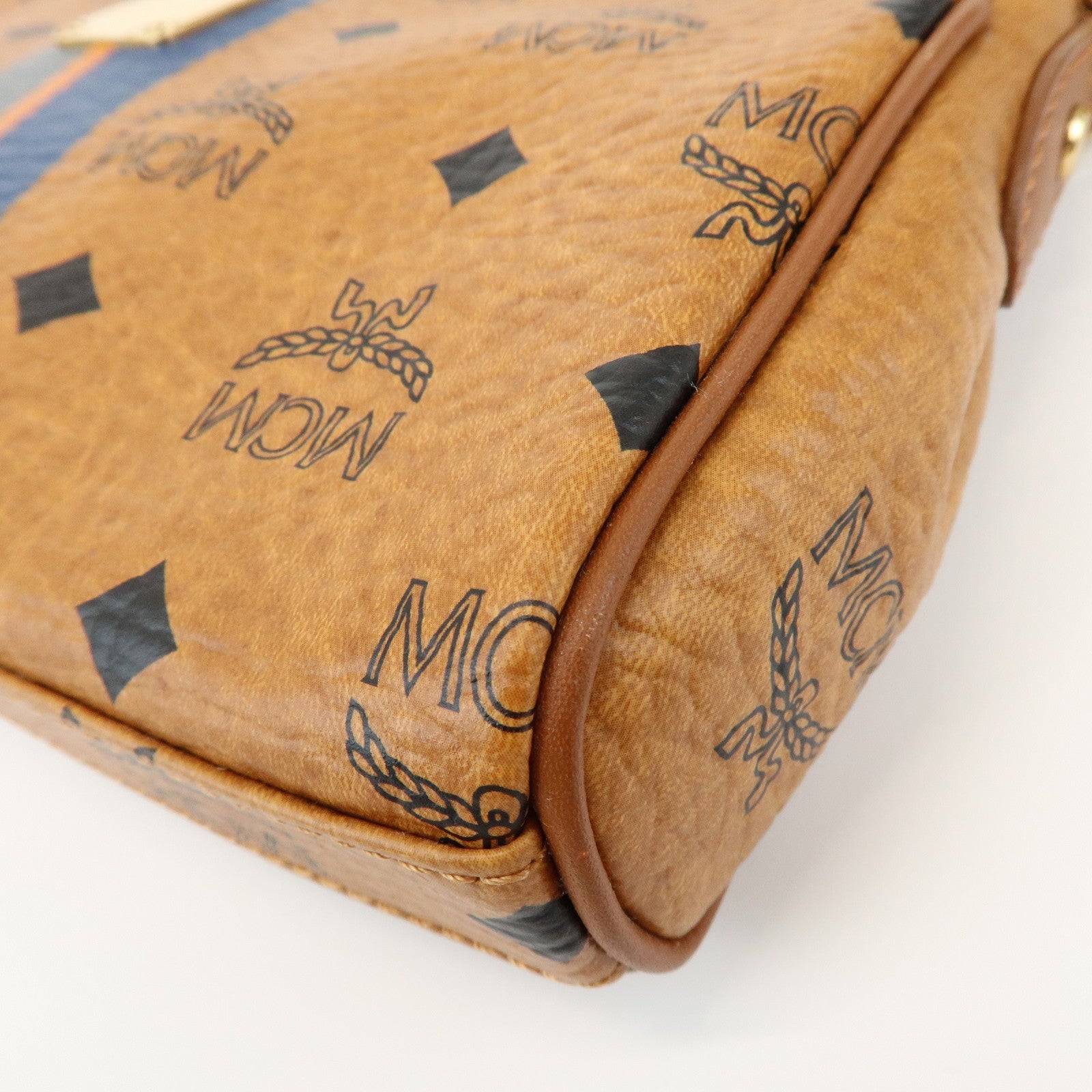 MCM Visetos Logo Leather Hand Bag Shoulder Bag Brown