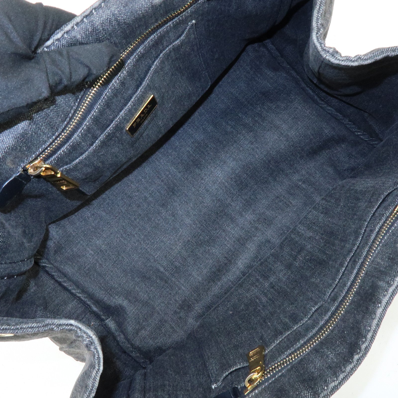 PRADA Canapa Denim Tote Bag Hand Bag Black 1BG642