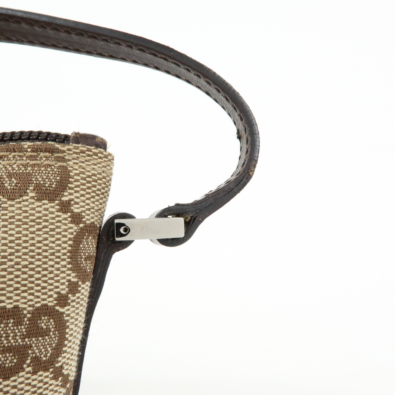 GUCCI Boat Bag GG Canvas Leather Hand Bag Beige Brown 07198
