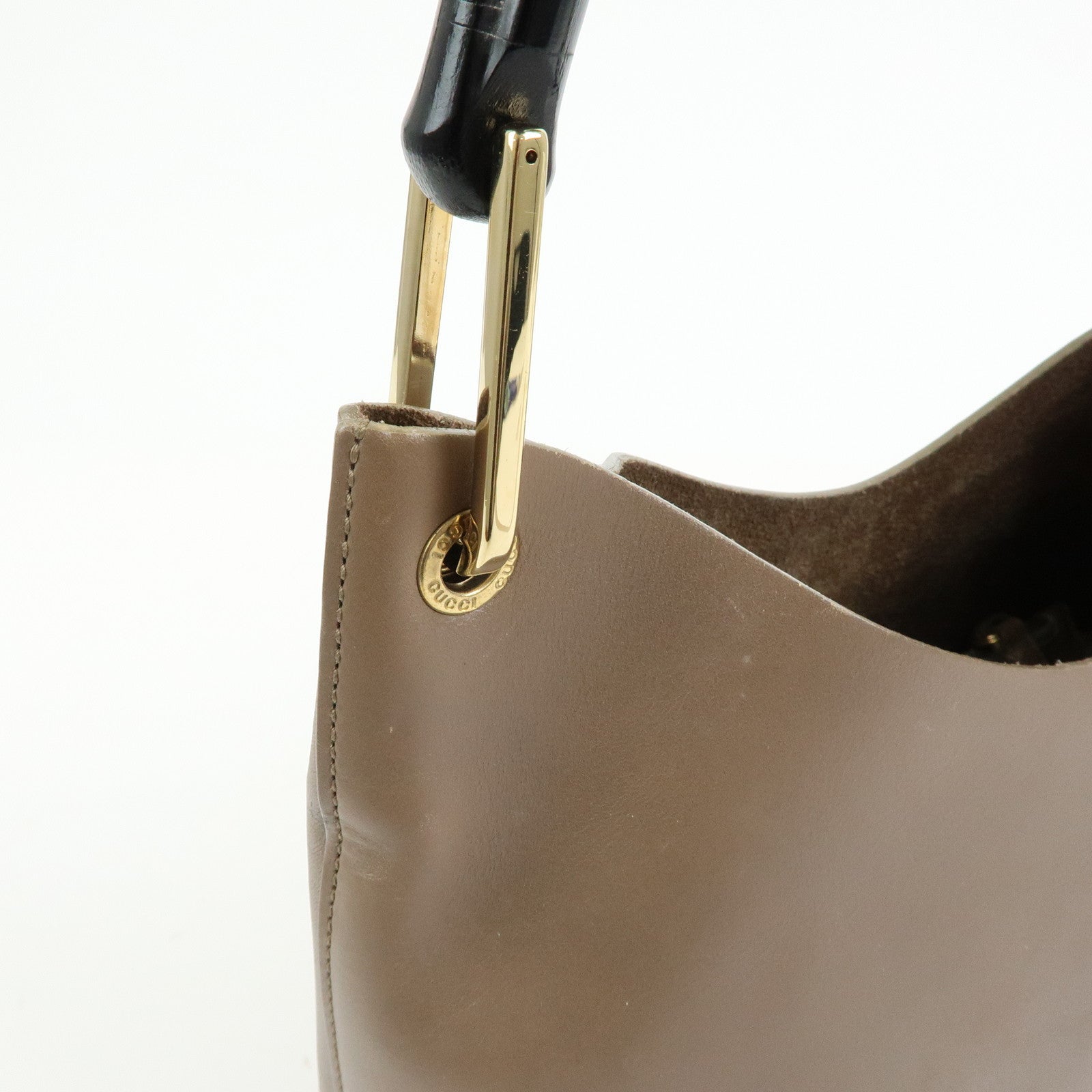 GUCCI Bamboo Leather Shoulder Bag Hand Bag Brown 001・2058・1883・0