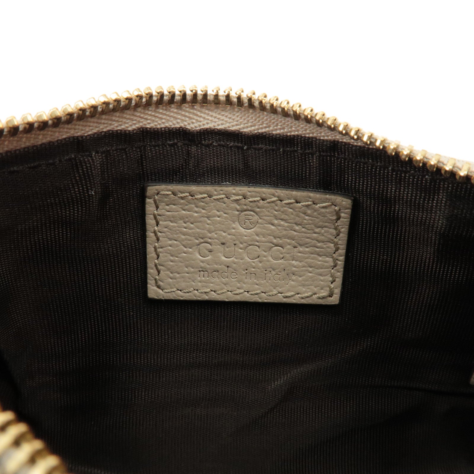 GUCCI GG Supreme Leather Coin Case Key Case Greige White 772321 Used