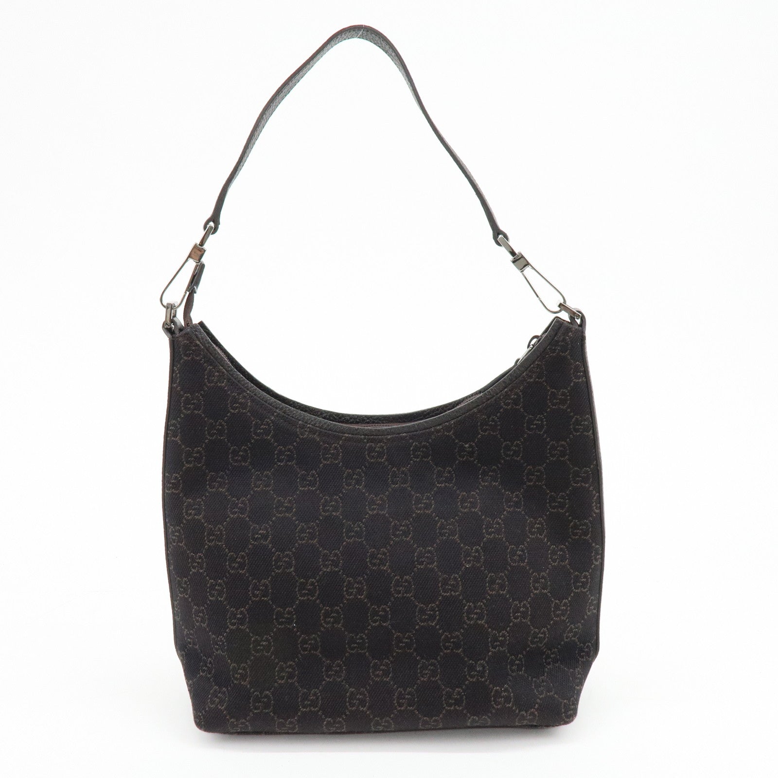 GUCCI GG Denim Leather Shoulder Bag Hand Bag Dark Brown 28335