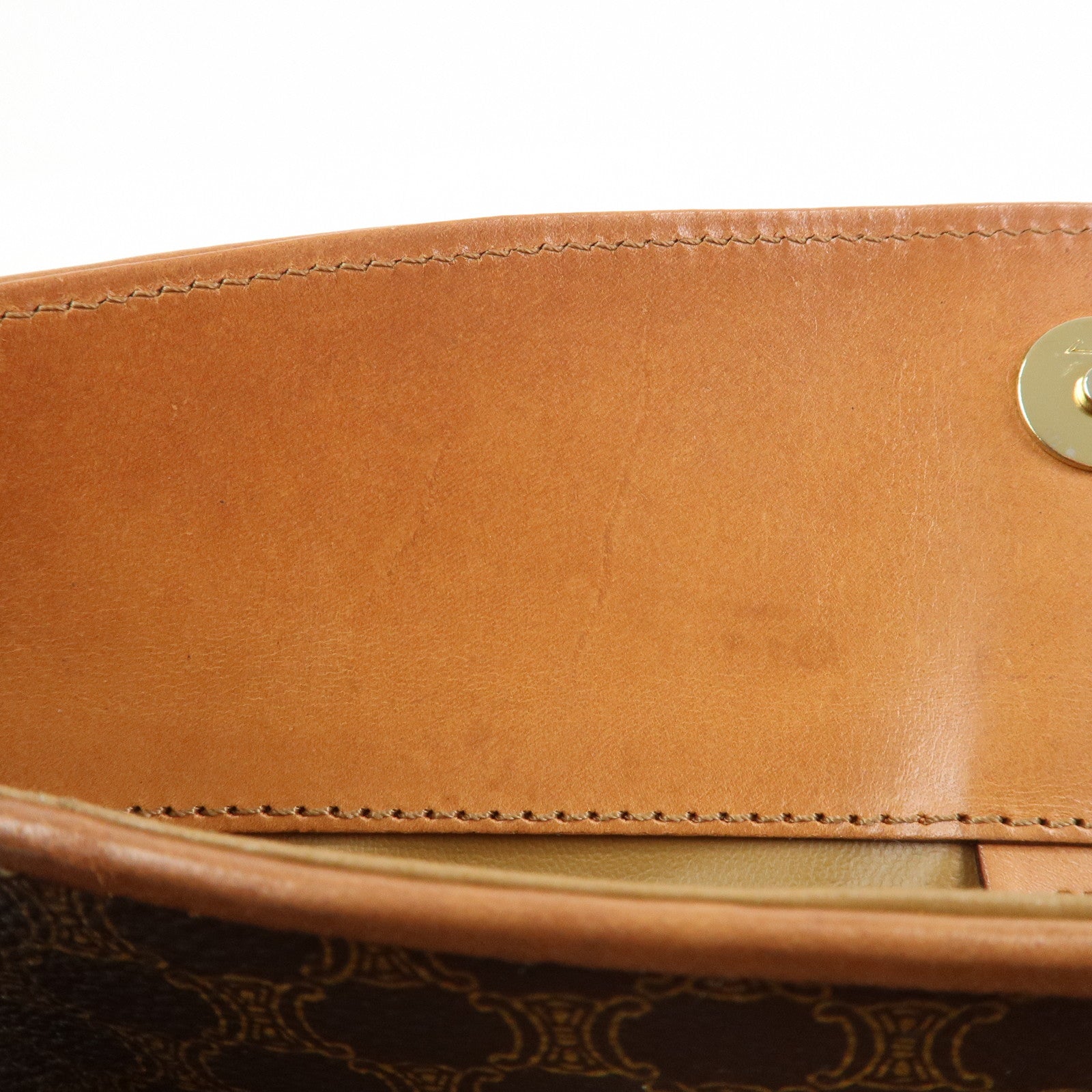 CELINE Macadam PVC Leather Clutch Bag Pouch Brown