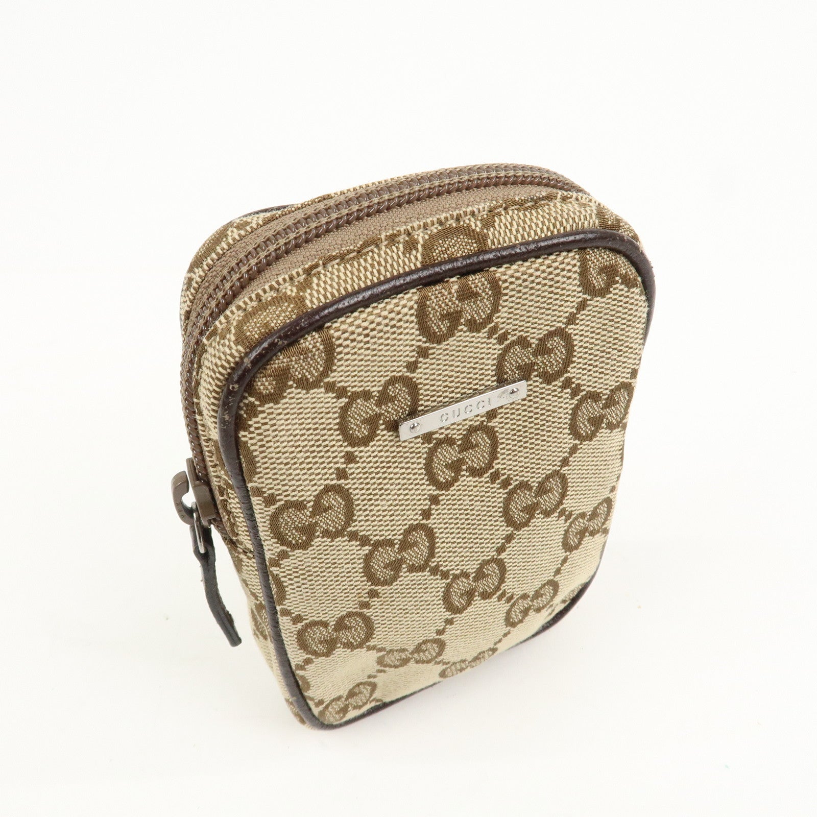 GUCCI GG Canvas Leather Cigarette Case Beige Brown 115249