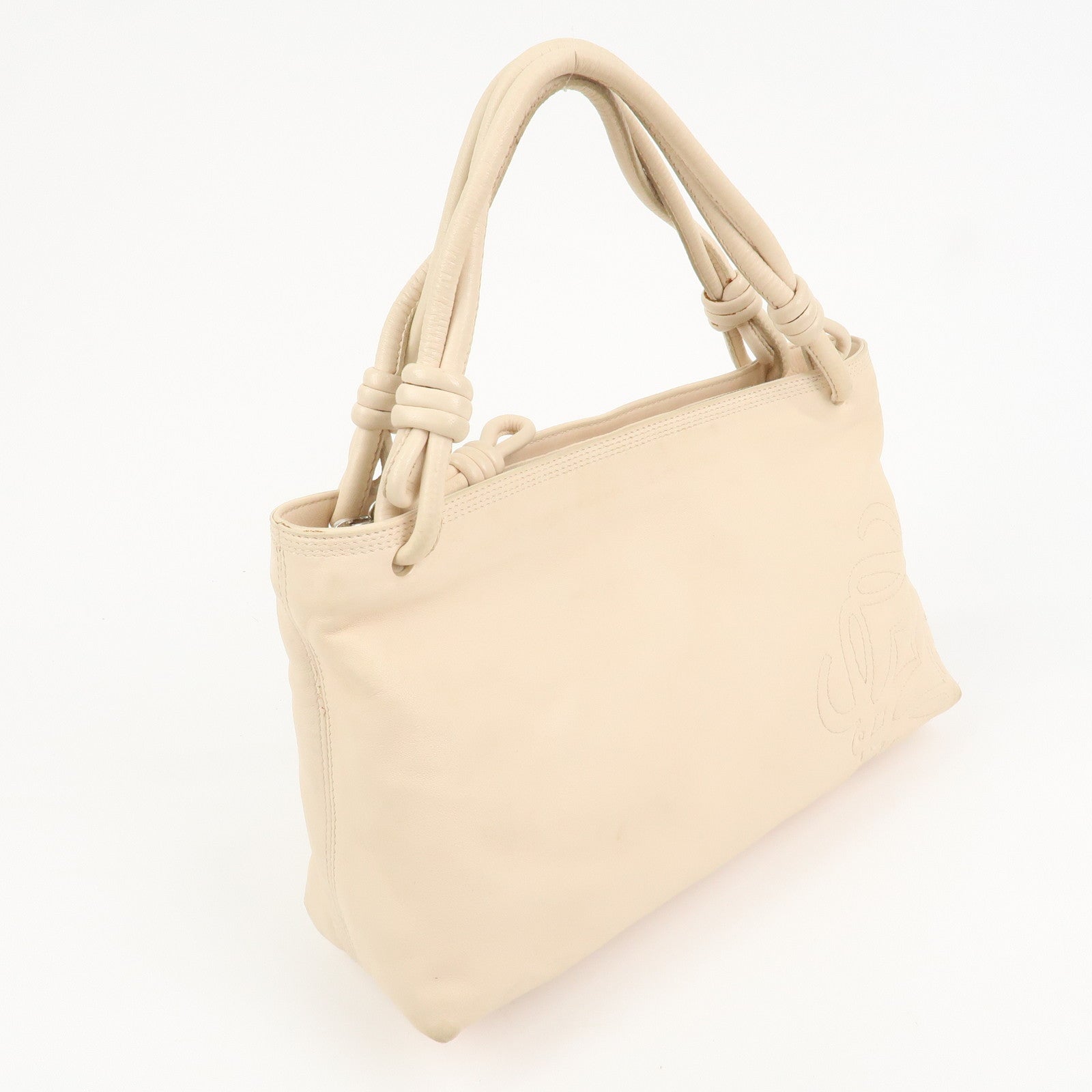 LOEWE Anagram Nappa Leather Hand Bag Shoulder Bag Beige