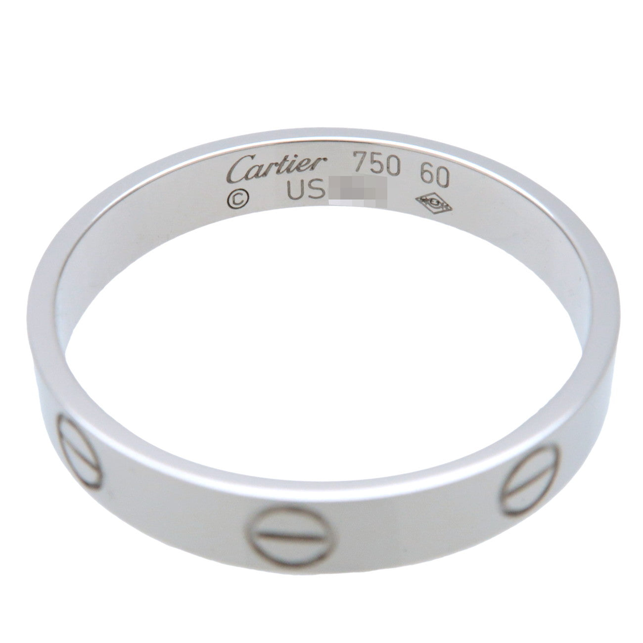 Cartier Mini Love Ring K18WG 750WG White Gold #60 US9-9.5 EU59.5
