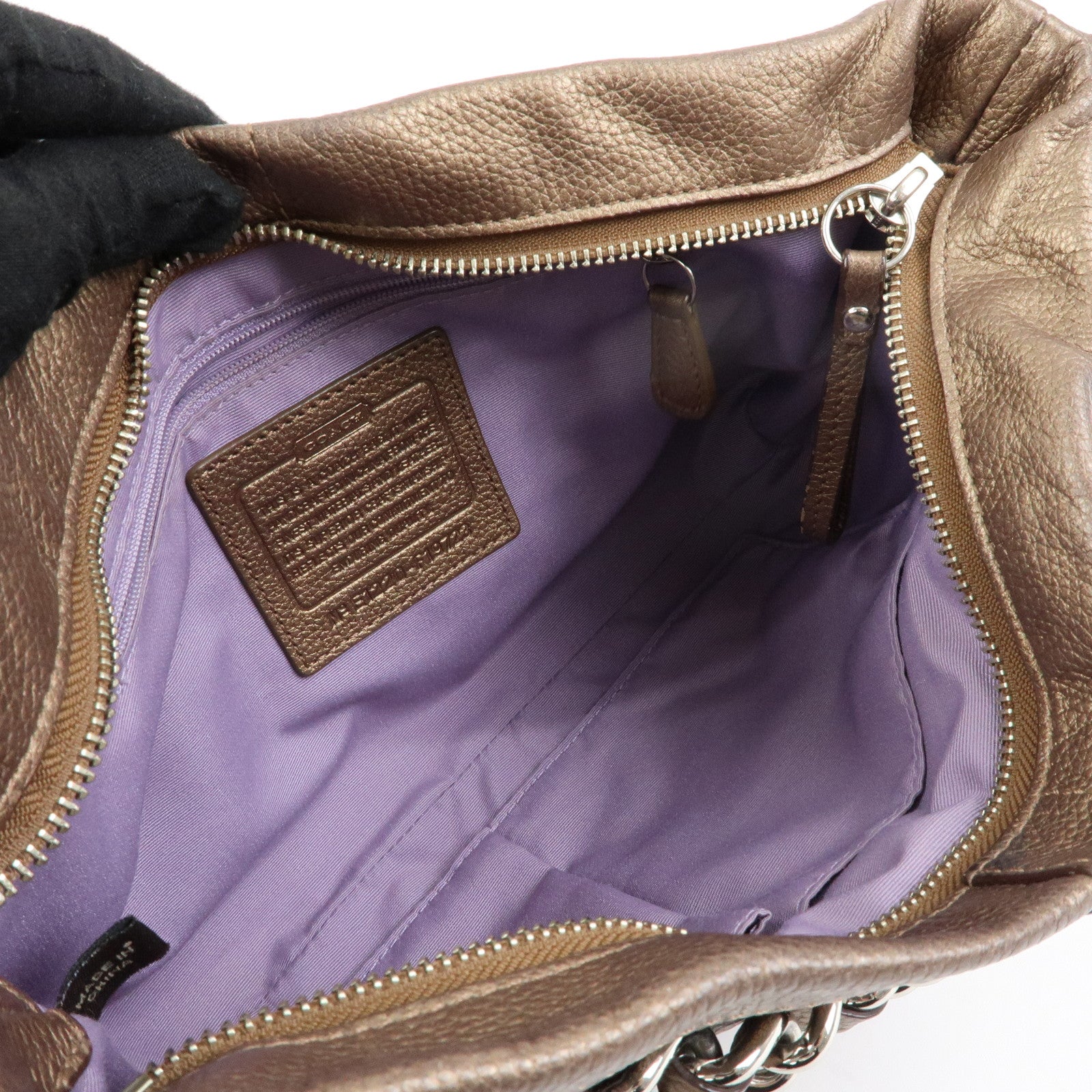 COACH Set of 2 Canvas Leather Shoulder Bag Brown Bronze