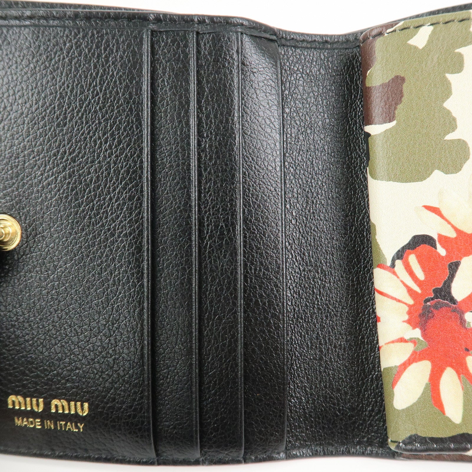 MIU MIU Flower Leather Bi-fold Compact Wallet Multicolor 5MV204