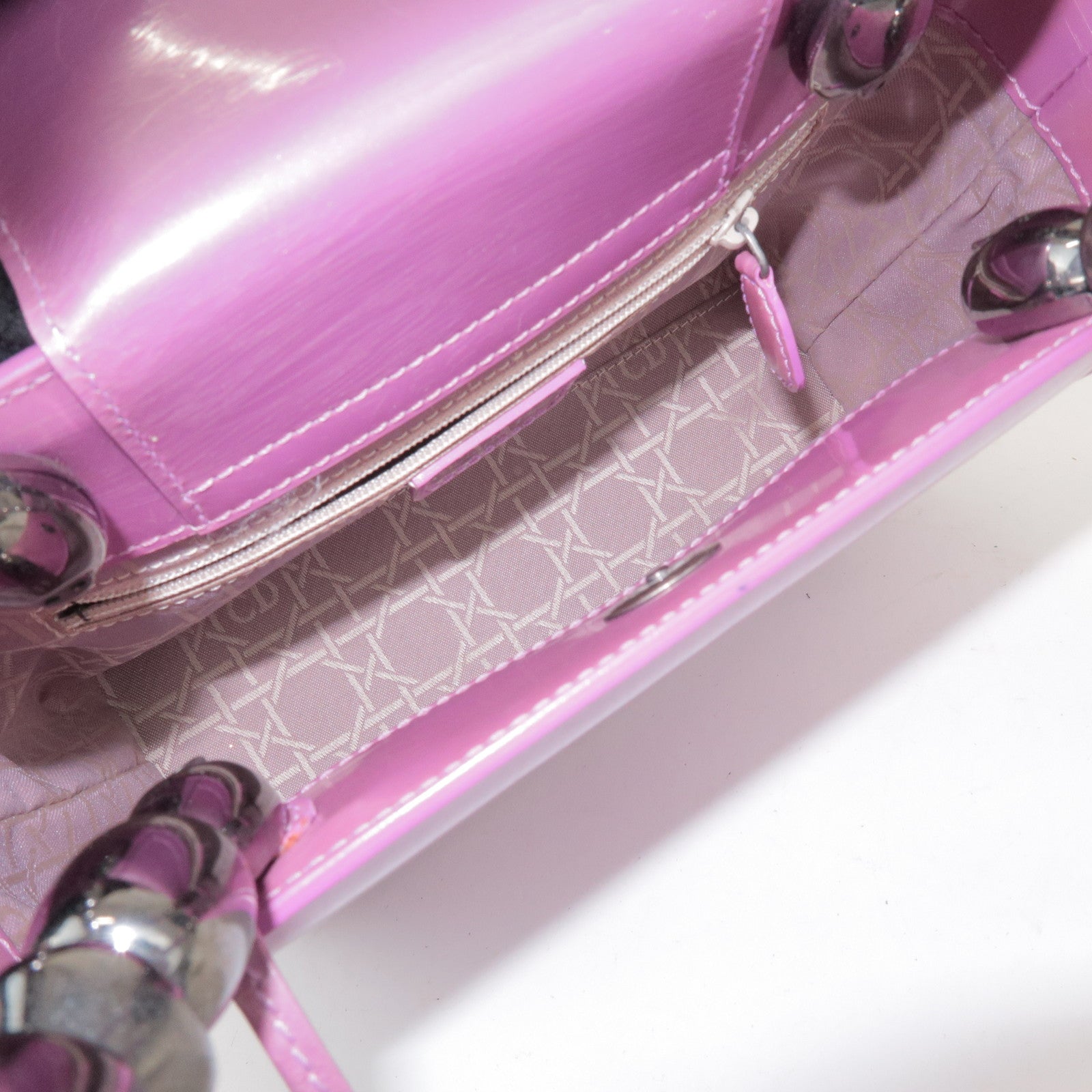 Christian Dior Maris Pearl Patent Leather Hand Bag Purple