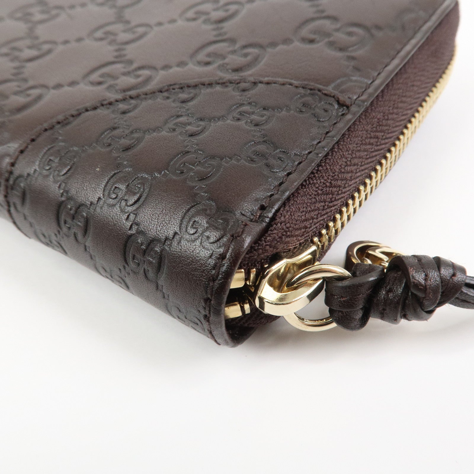 GUCCI Guccissima Interlocking G Round Zippy Wallet Brown 323397