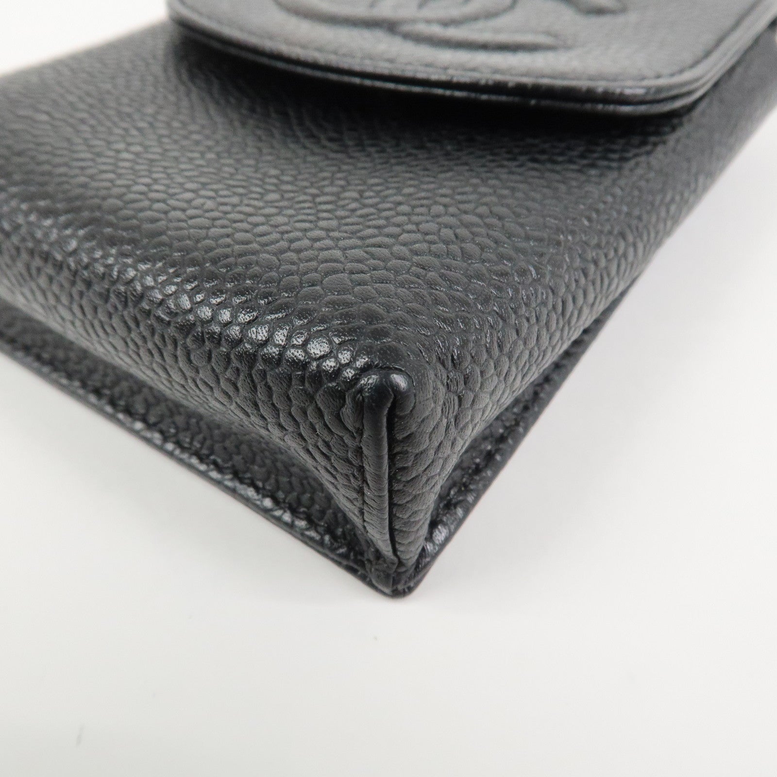 CHANEL COCO Mark Caviarskin Cigarette Case Black Noir A13511