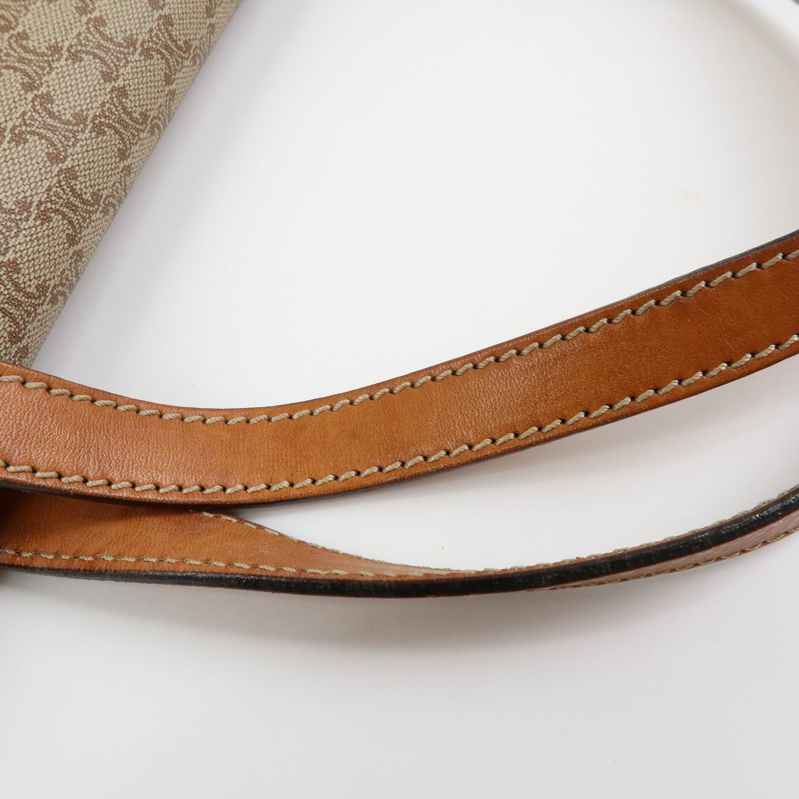 CELINE Logo Macadam PVC Leather Hand Bag Shoulder Bag Beige Brown
