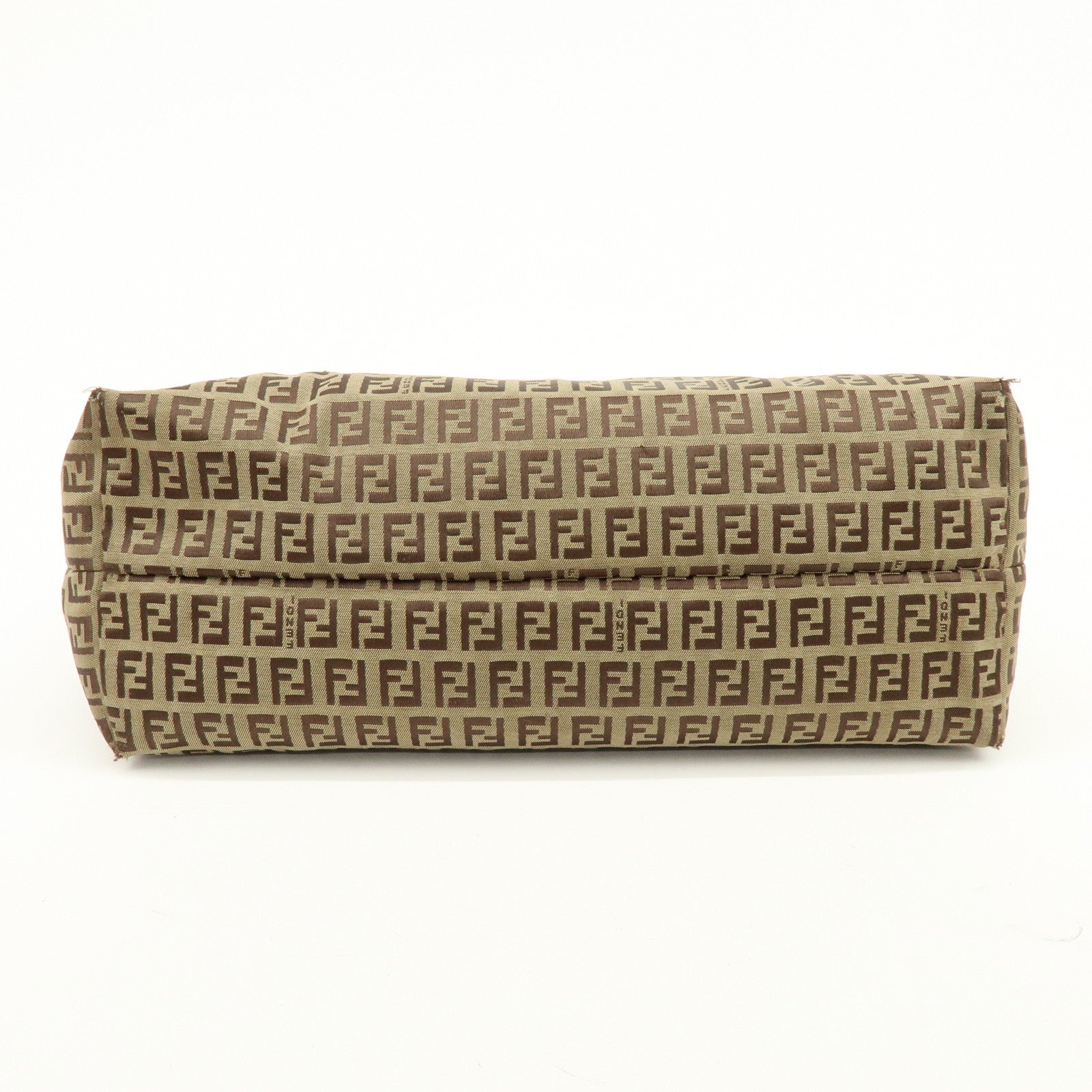 FENDI Zucchino Canvas Tote Bag Shoulder Bag Beige Brown 8BH005