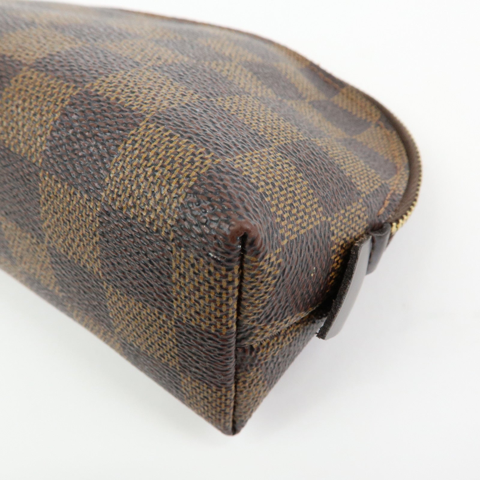 Louis Vuitton Damier Ebene Pochette Cosmetic PM Pouch Brown N47516