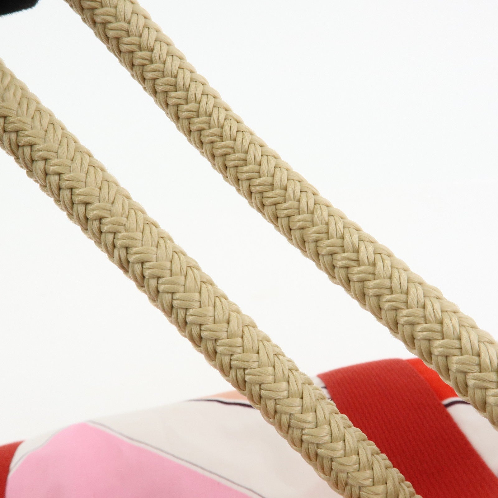 HERMES Cotton Beach Bag Cabas Drapeaux Au Vent Pink Red